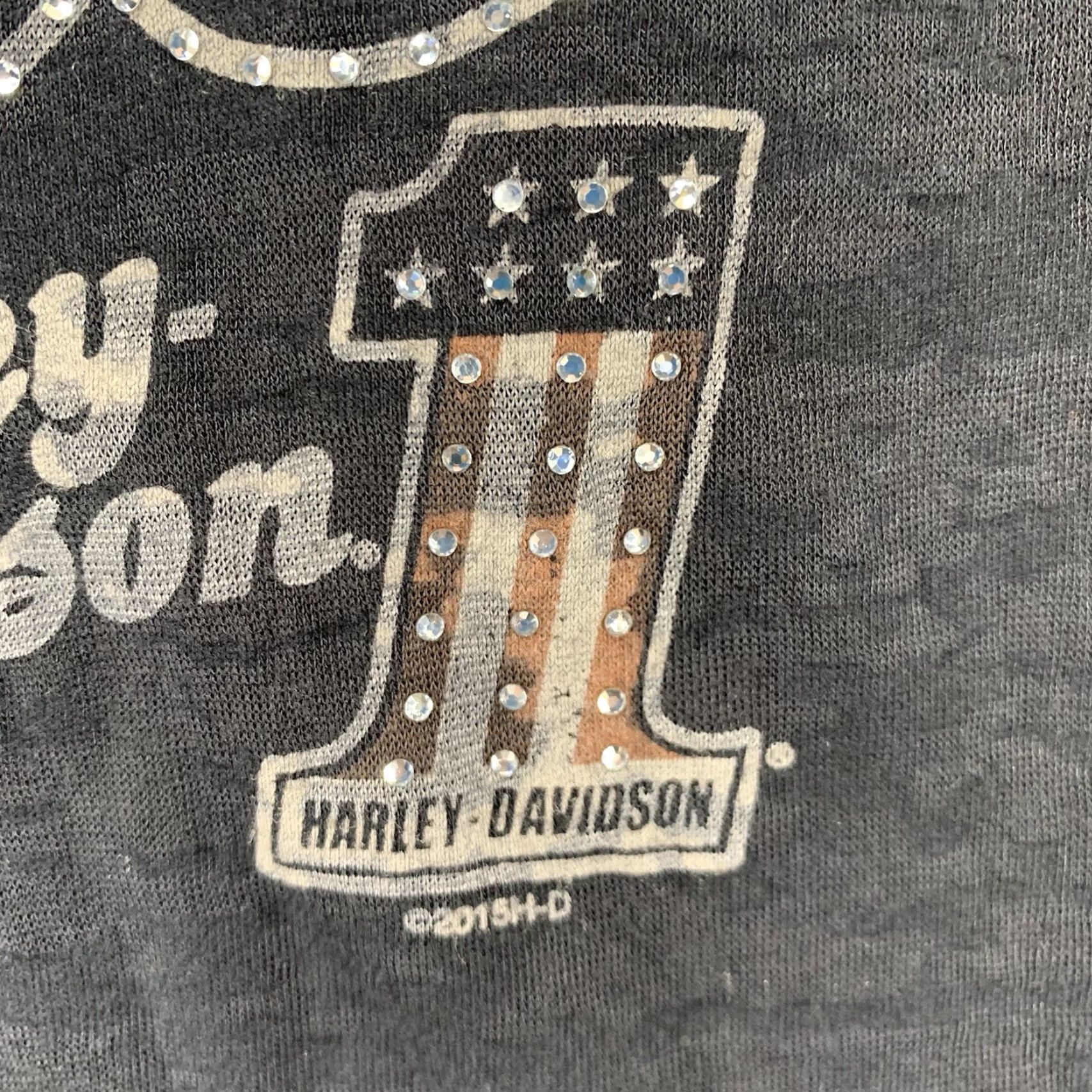 Harley Davidson Harley-Davidson Women's T-Shirt Casual V-Neck Short Sleeve Knit Sheer Black Bling 90s Motorcycle Size S / US 4 / IT 40 - 5 Thumbnail