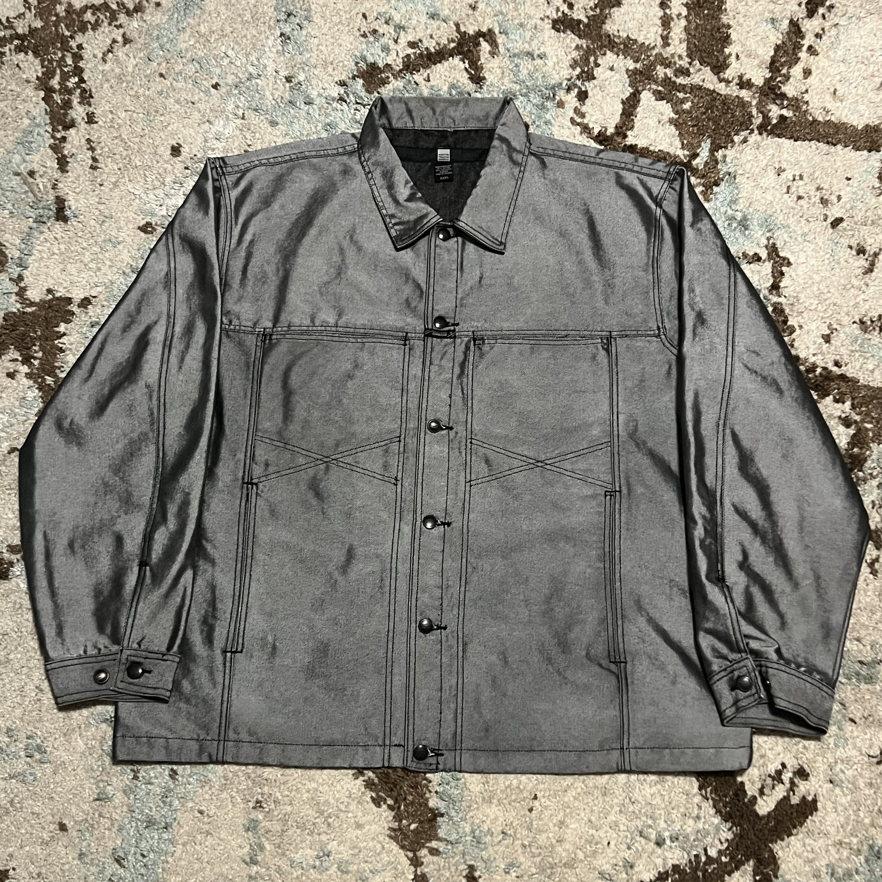 Marithe + Francois Girbaud × Vintage Marithe Francois Girbaud Metallic Denim Jacket 3XL Size US XXL / EU 58 / 5 - 1 Thumbnail
