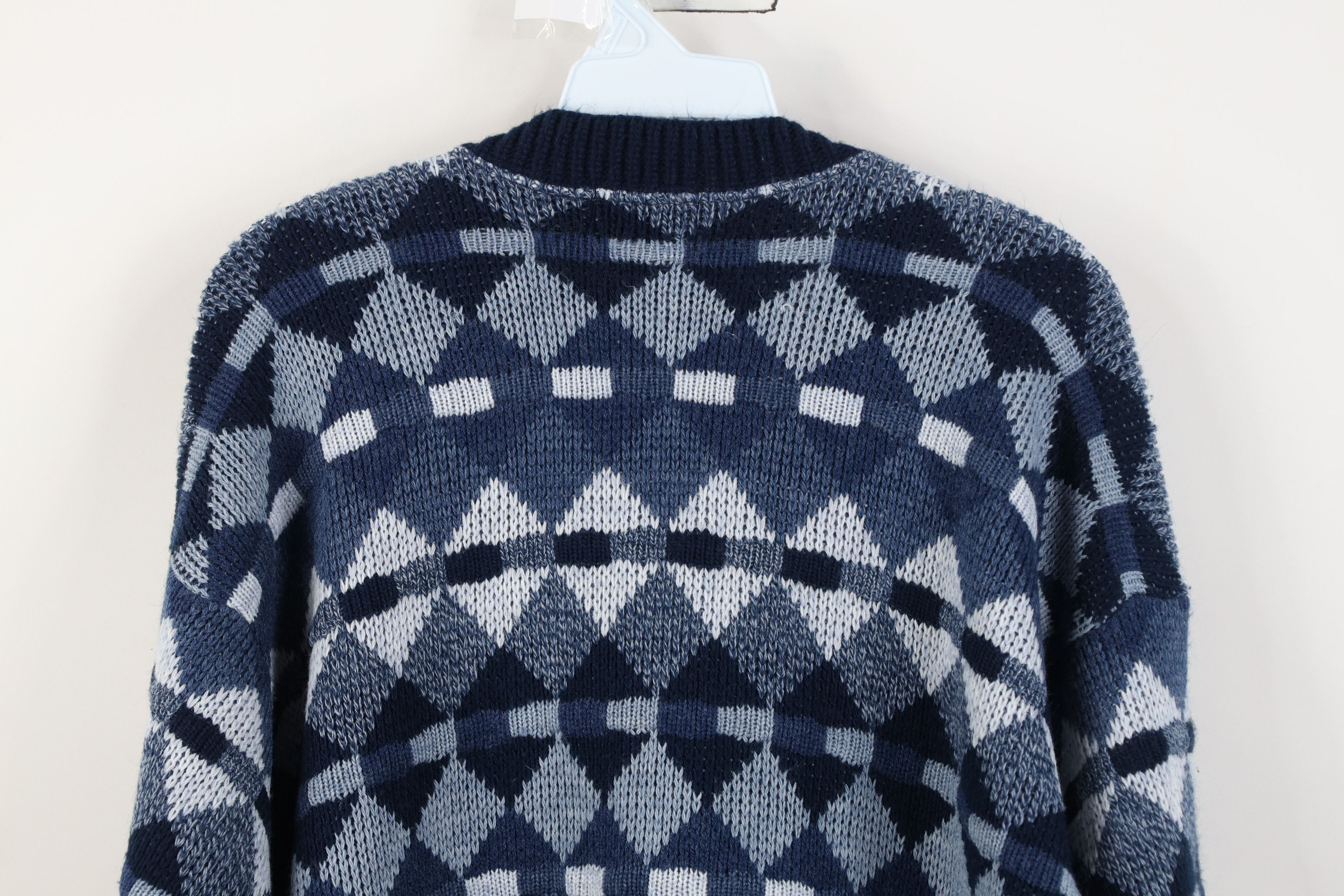 Vintage Vintage 90s Streetwear Geometric Knit Cardigan Sweater USA Size US S / EU 44-46 / 1 - 9 Thumbnail