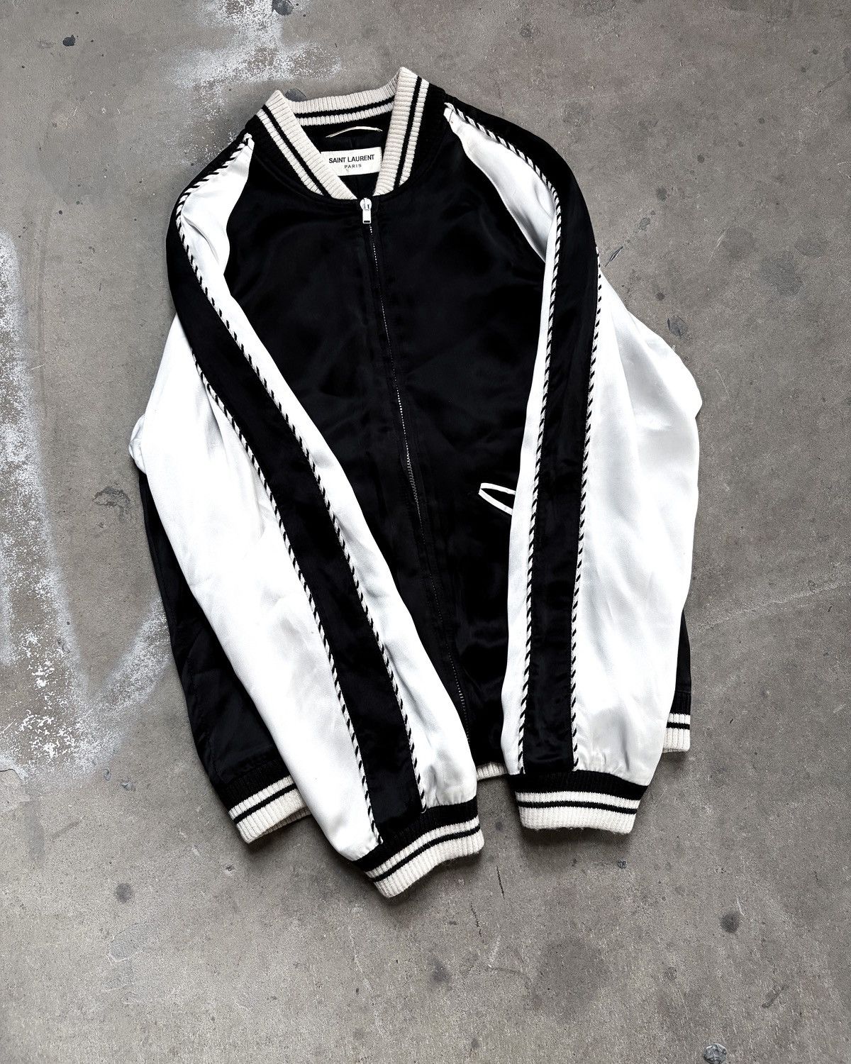 Saint Laurent Paris S/S14 BLOODLUSTER SATIN BOMBER JACKET Size US XS / EU 42 / 0 - 6 Thumbnail