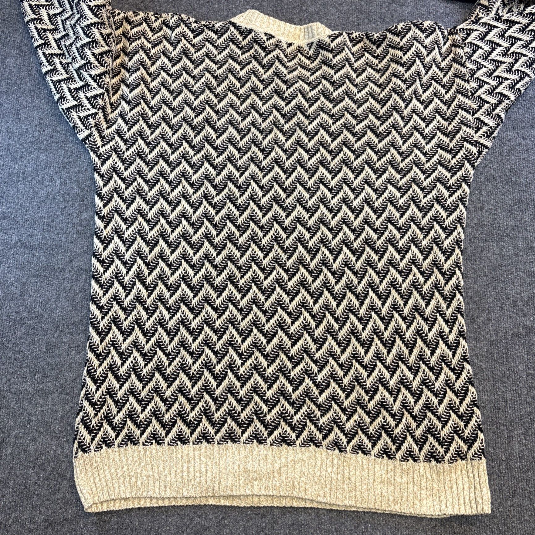 Vintage VINTAGE Ashley Heavy Knit Sweater Women’s L Chevron Cotton USA Oversized Lagenlook Pullover Knit Wool? (Note: can't add unknown material) Size L / US 10 / IT 46 - 5 Thumbnail