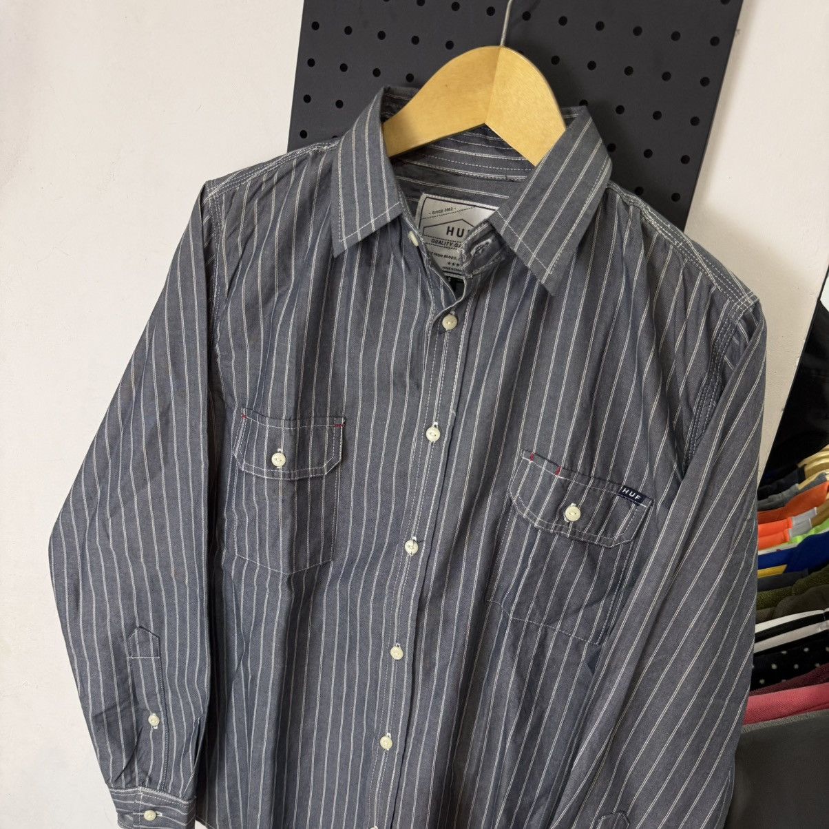 Huf HUF stripe hickory two pocket outer button up Size US M / EU 48-50 / 2 - 2 Thumbnail
