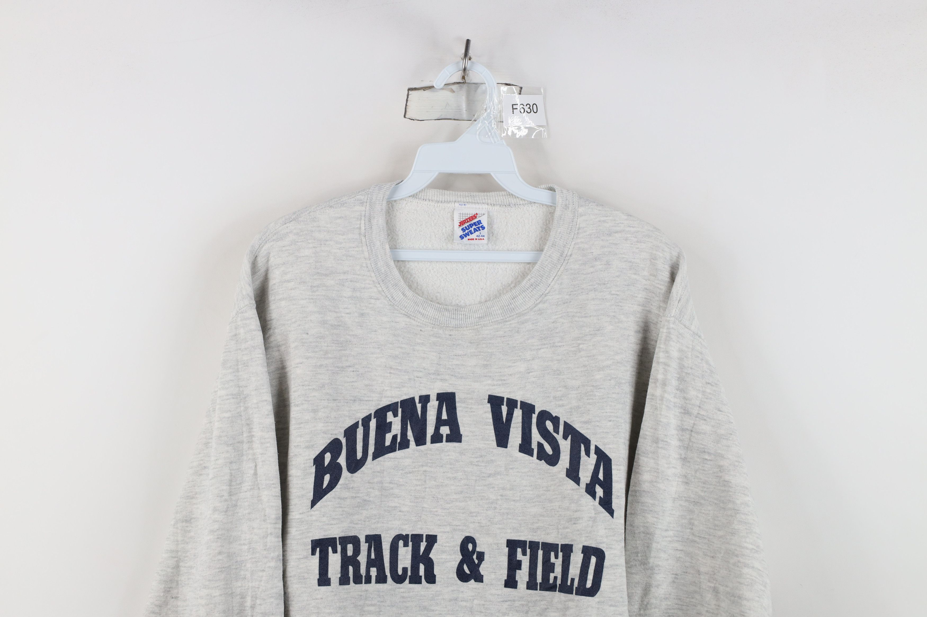 Vintage Vintage 90s Buena Vista Track and Field Sweatshirt Gray USA Size US L / EU 52-54 / 3 - 2 Thumbnail