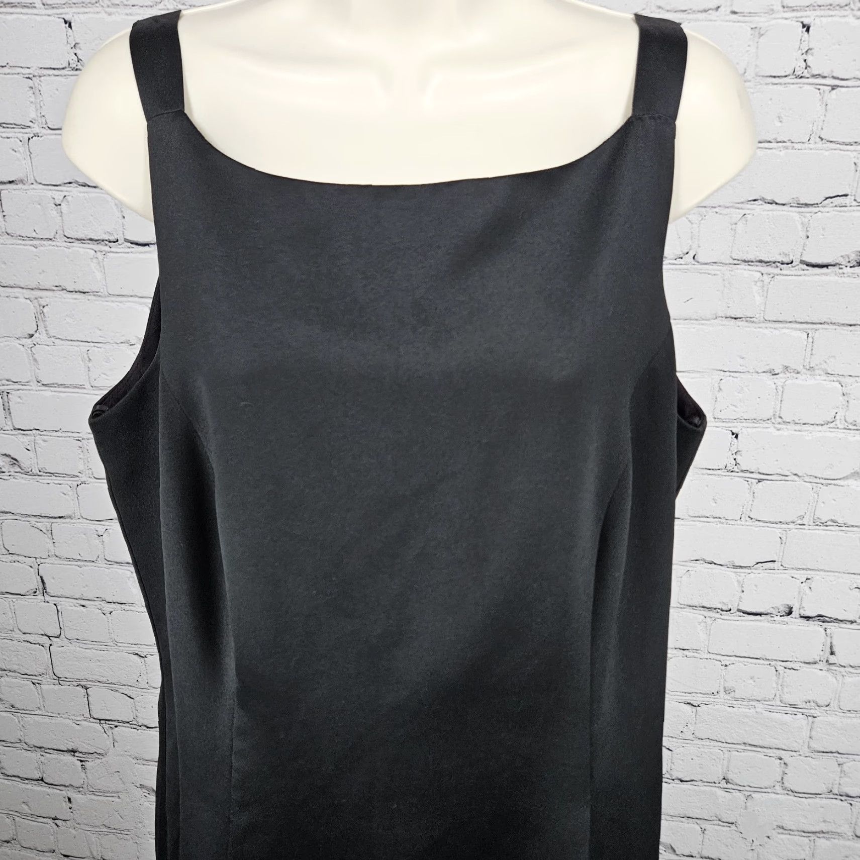 Vintage VTG Betsy & Adam Black Satin Strappy Lined Classic Sheath Maxi Dress USA 16W Size XXL / US 16-18 / IT 52-54 - 5 Thumbnail