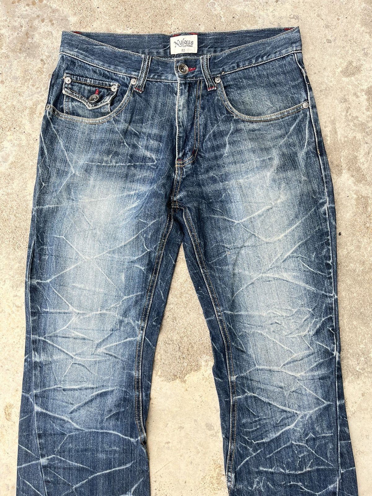 If Six Was Nine Very Rare Nylaus Twist Rusty Flare Denim Jeans Size US 31 - 3 Thumbnail