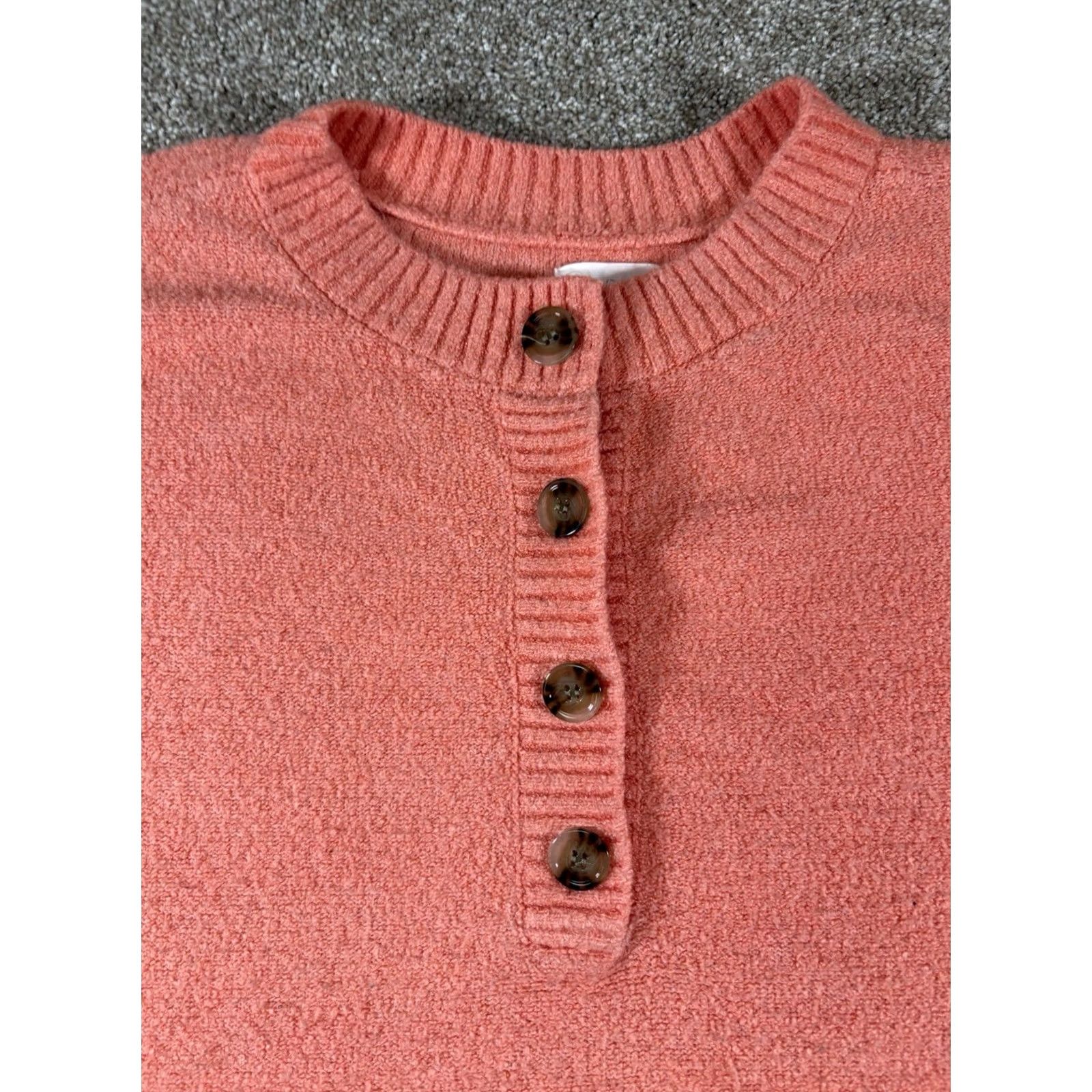 Lou & Grey Lou & Grey Peach Bright Henley Spring Soft Sweater Women’s Size S Orange Crew Neck Long Sleeve Pullover Size S / US 4 / IT 40 - 2 Thumbnail