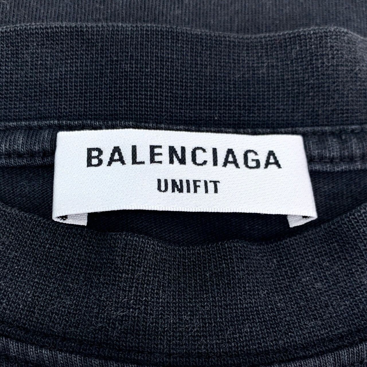 Balenciaga Balenciaga Black Unifit Logo Tape Cotton Round Neck Short Sl Size US L / EU 52-54 / 3 - 2 Thumbnail