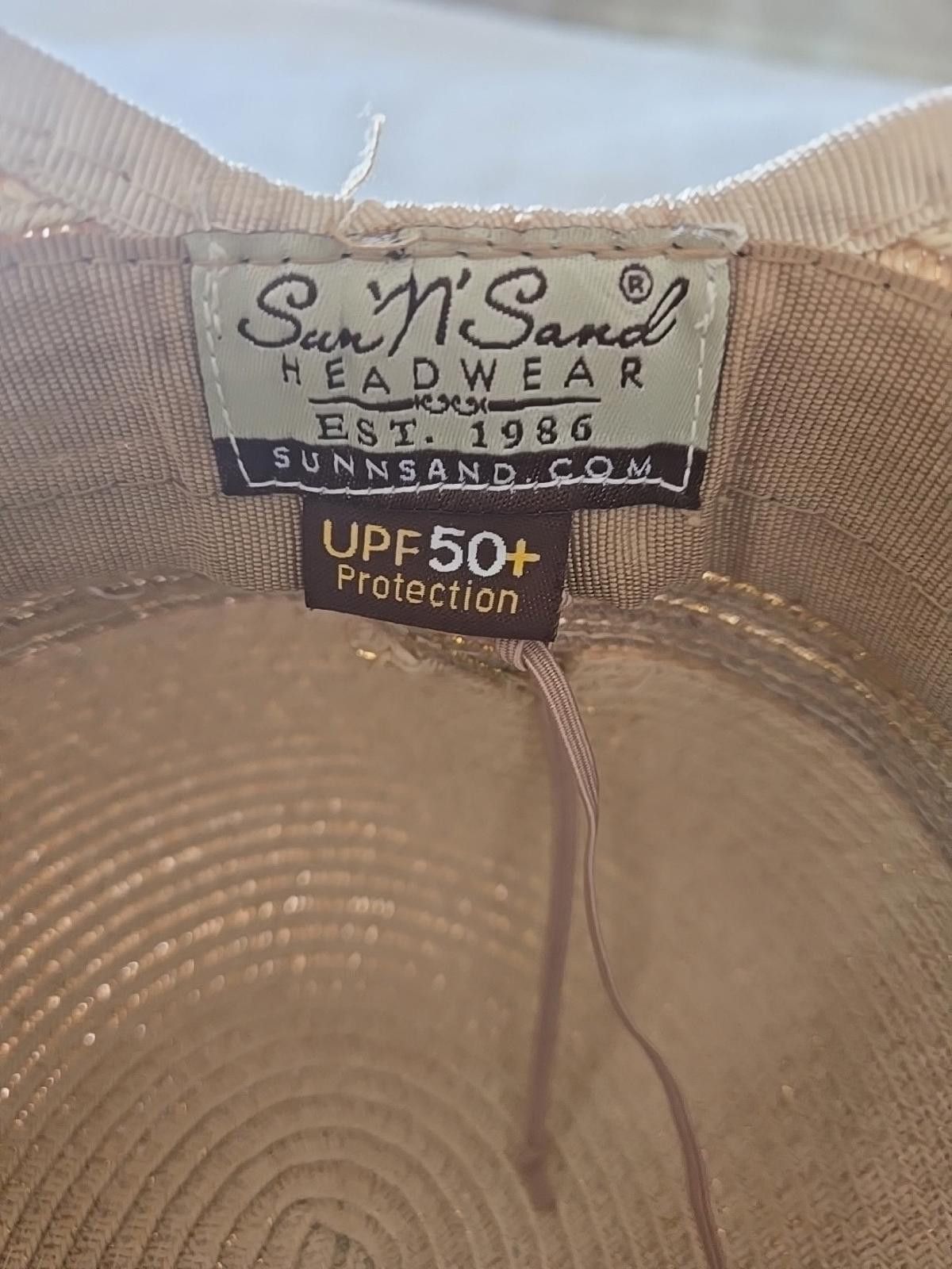 Other Sun 'N' Sand UPF 50+ Woven Tan / Gold Wide Brim Straw Hat Size ONE SIZE - 8 Thumbnail