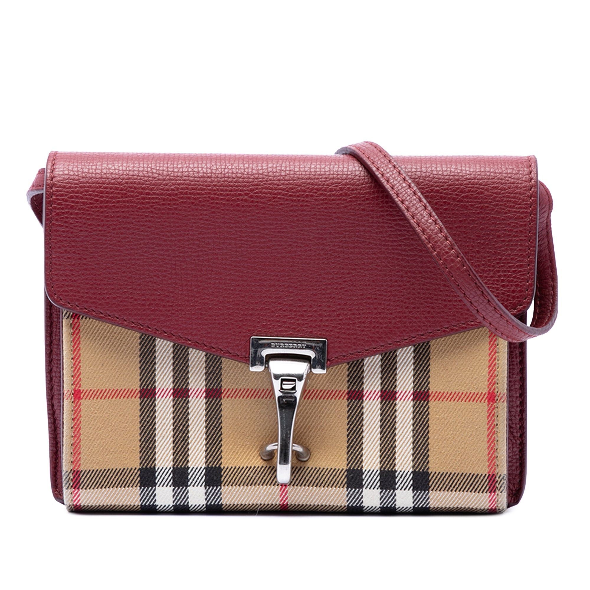 Burberry Small Leather and House Check Canvas Derby Macken Crossbody Size ONE SIZE - 1 Thumbnail