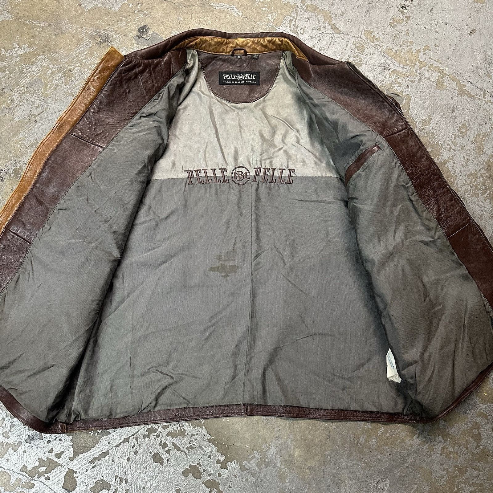 Leather × Pelle Pelle × Vintage Vintage Pelle Pelle Marc Buchanan Brown Leather Jacket Sz 50 Size US XXL / EU 58 / 5 - 3 Thumbnail