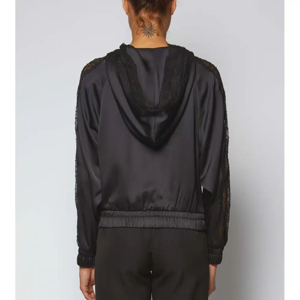 Tom Ford o1loc1c0525 CS1041 Silk & Lace Hoodie Jacket in Black Size XS / US 0-2 / IT 36-38 - 3 Thumbnail