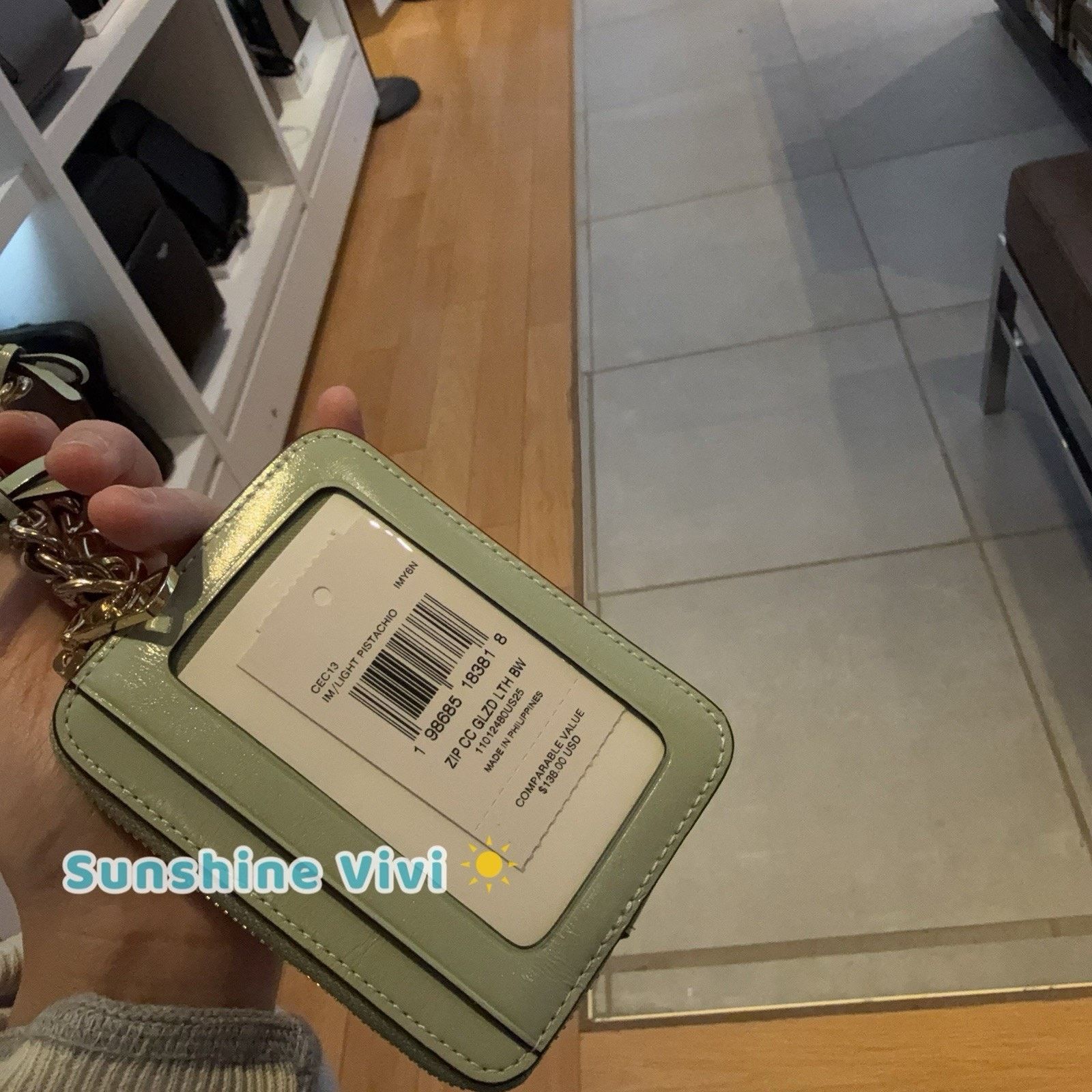 Coach NWT Coach Zip Card Case Bows CEC13 leather LIGHT PISTACHIO Size ONE SIZE - 5 Thumbnail
