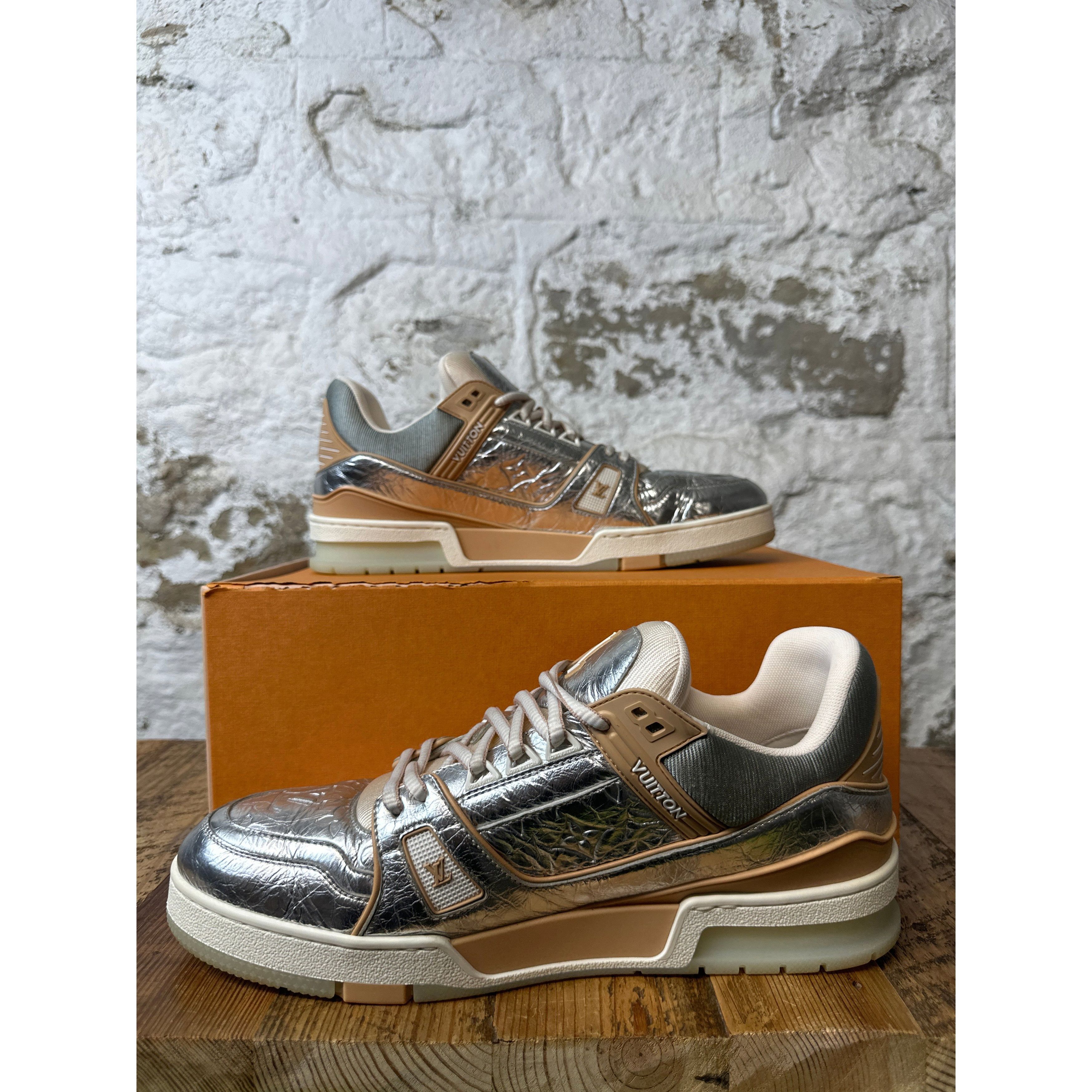 Louis Vuitton Louis Vuitton Tan Silver Trainer Sneaker Sz 11.5 (10LV) Size US 11.5 / EU 44-45 - 2 Thumbnail