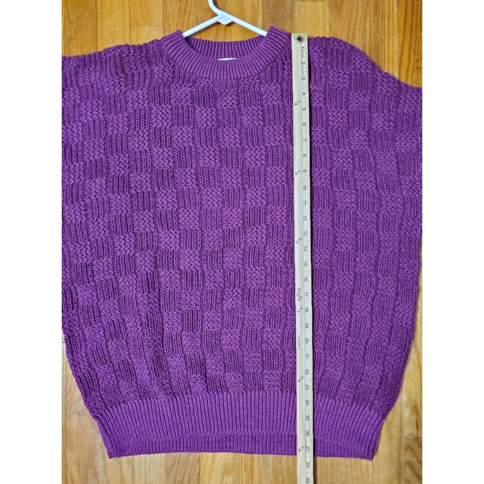 Vintage VINTAGE Weekends Sweater XL Purple Patchwork Crew Neck Knits, Cotton Blend, Ramie, Heavyweight, 80s Pullover, Women Size XL / US 12-14 / IT 48-50 - 8 Thumbnail
