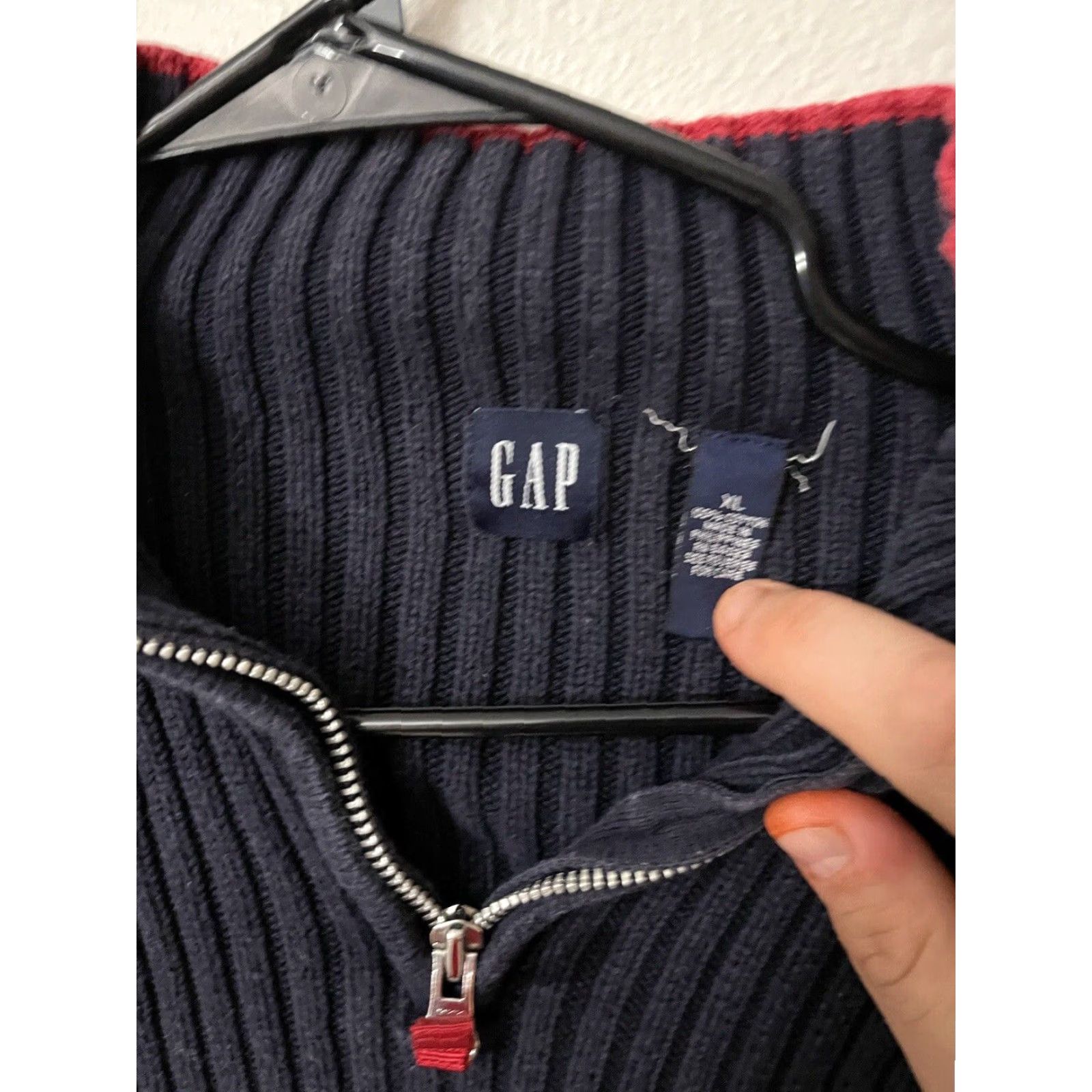 Gap VINTAGE Gap Sweater Full Zip Womens XL Navy Blue Ribbed 2002 Y2K Distressed Size XL / US 12-14 / IT 48-50 - 2 Thumbnail