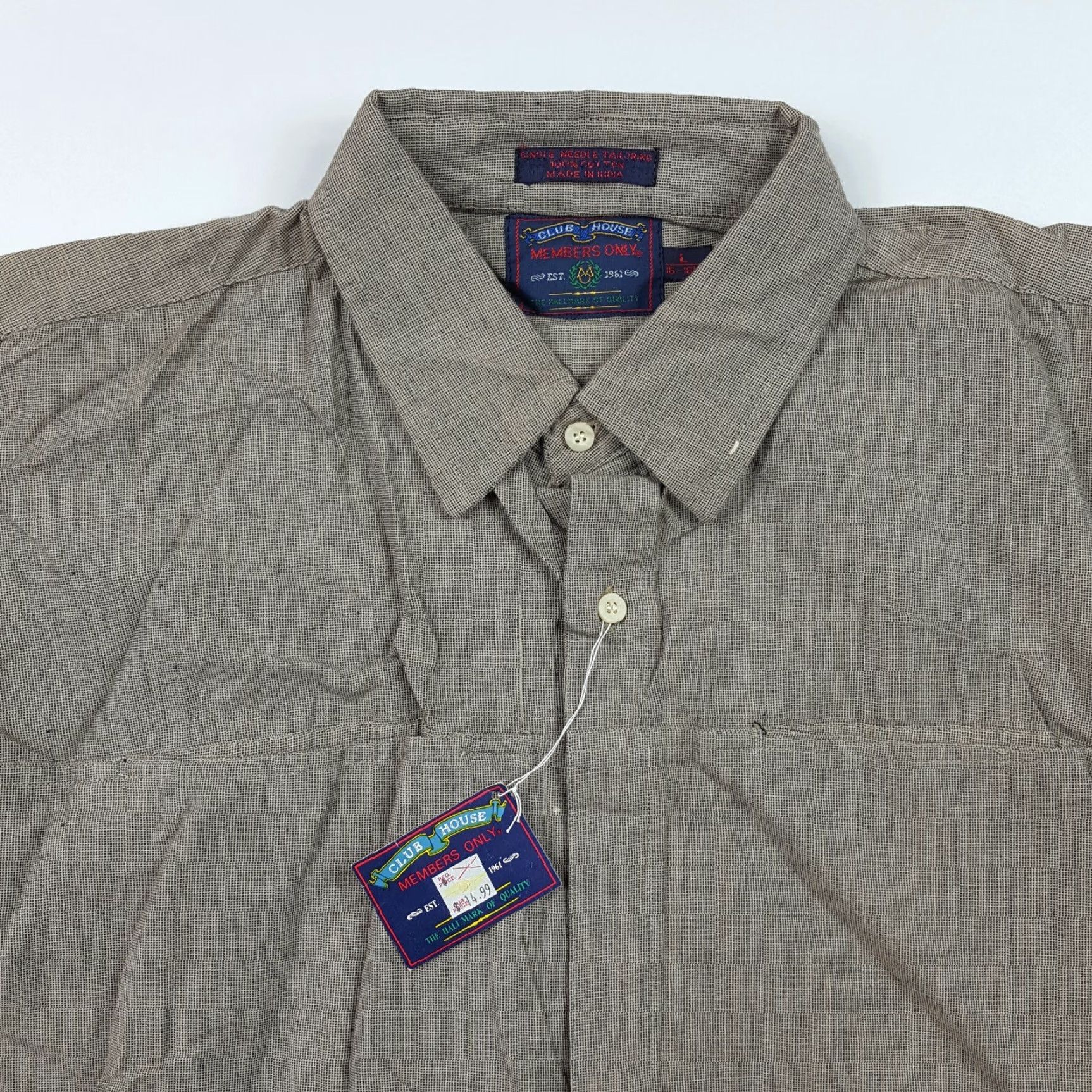 Members Only VINTAGE 90s Woven Khaki Beige Men's Size L Outdoor Button Up Pocket Short Sleeve Shirt Size US L / EU 52-54 / 3 - 2 Thumbnail