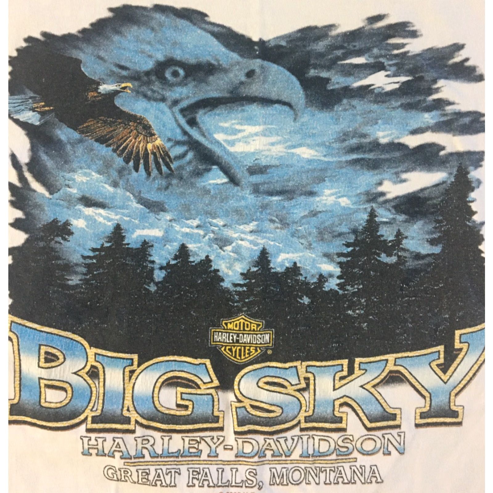 Harley Davidson VINTAGE Harley-Davidson Shirt XL White Bald Eagle Distressed 90s Grunge Biker USA Califonia 70s 80s Punk Graphic Tee Mens Size US XL / EU 56 / 4 - 3 Thumbnail