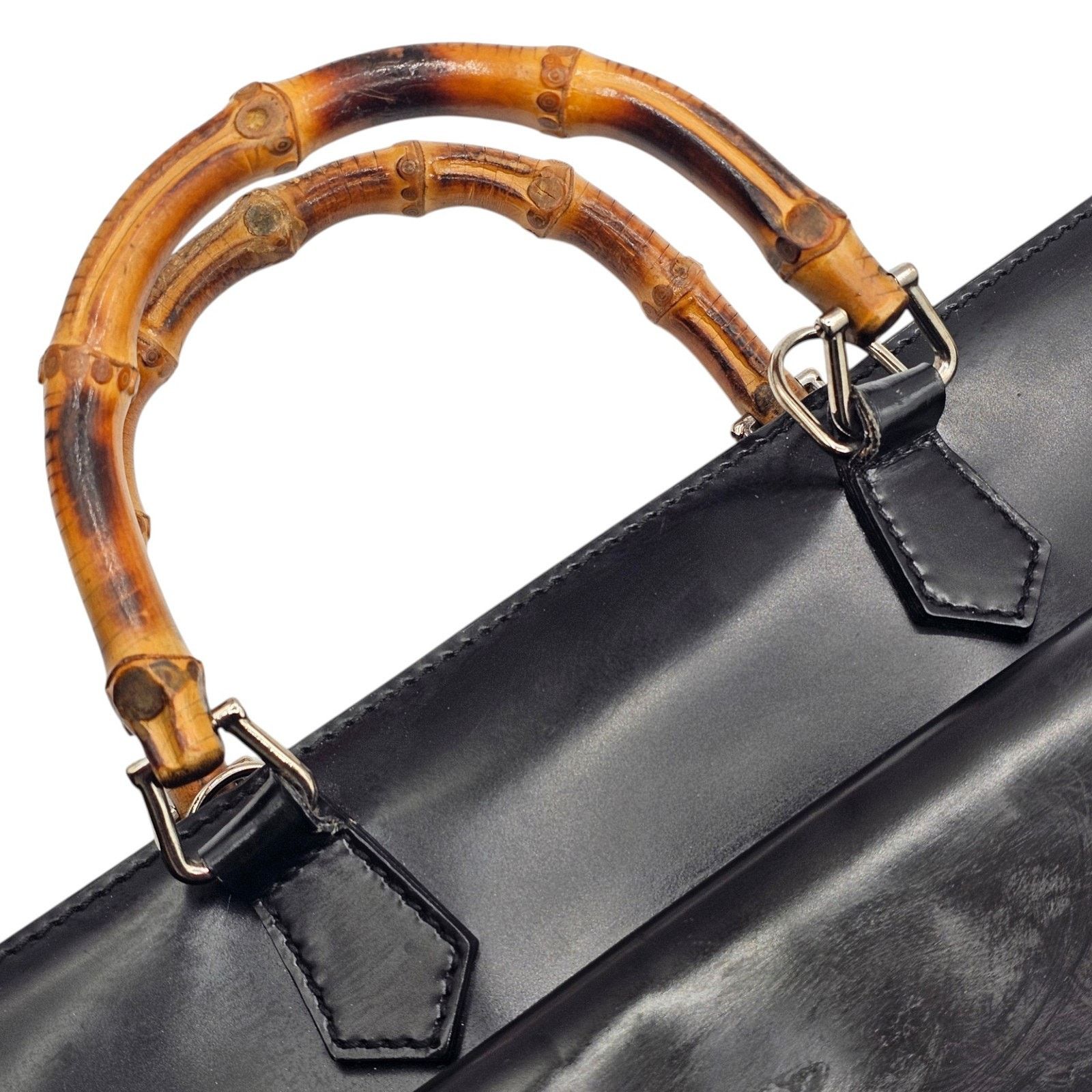 Gucci Vintage Bamboo Top-Handle Briefcase Attache Black Leather Size ONE SIZE - 4 Thumbnail