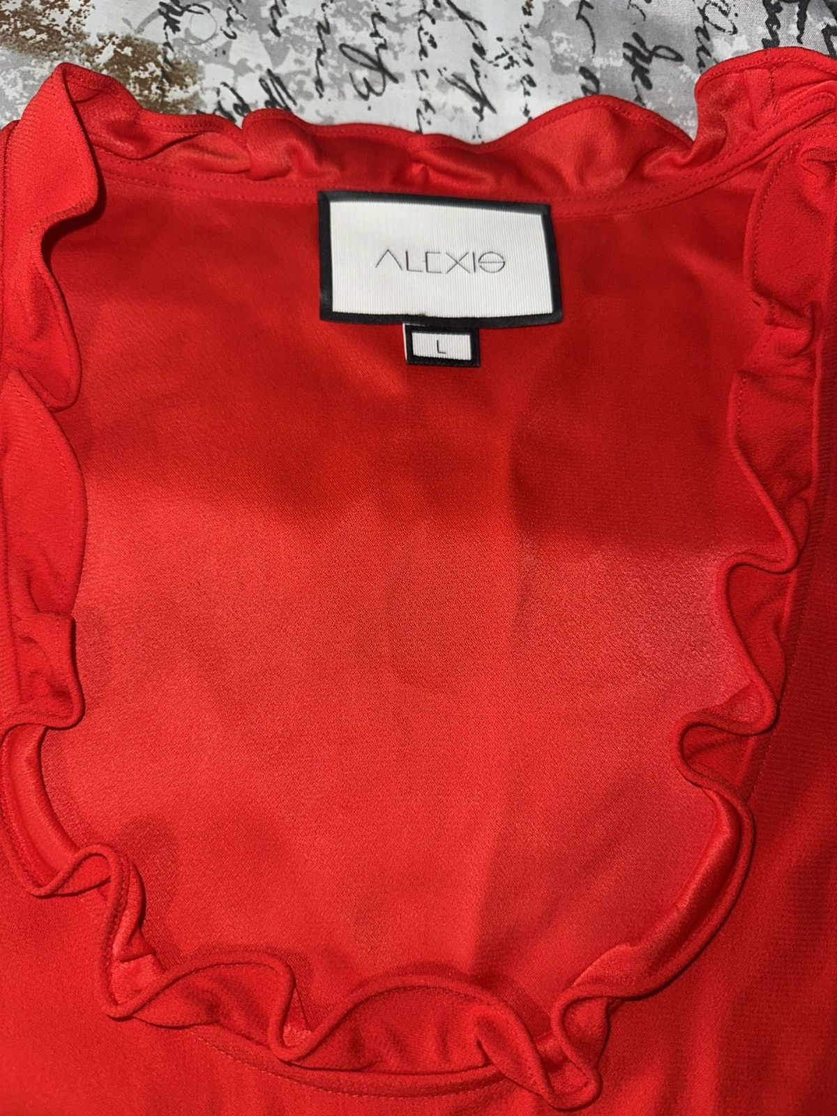 Other NEW ALEXIO Red Ruffle Blouse Size L Elegant Statement Top Size L / US 10 / IT 46 - 3 Thumbnail