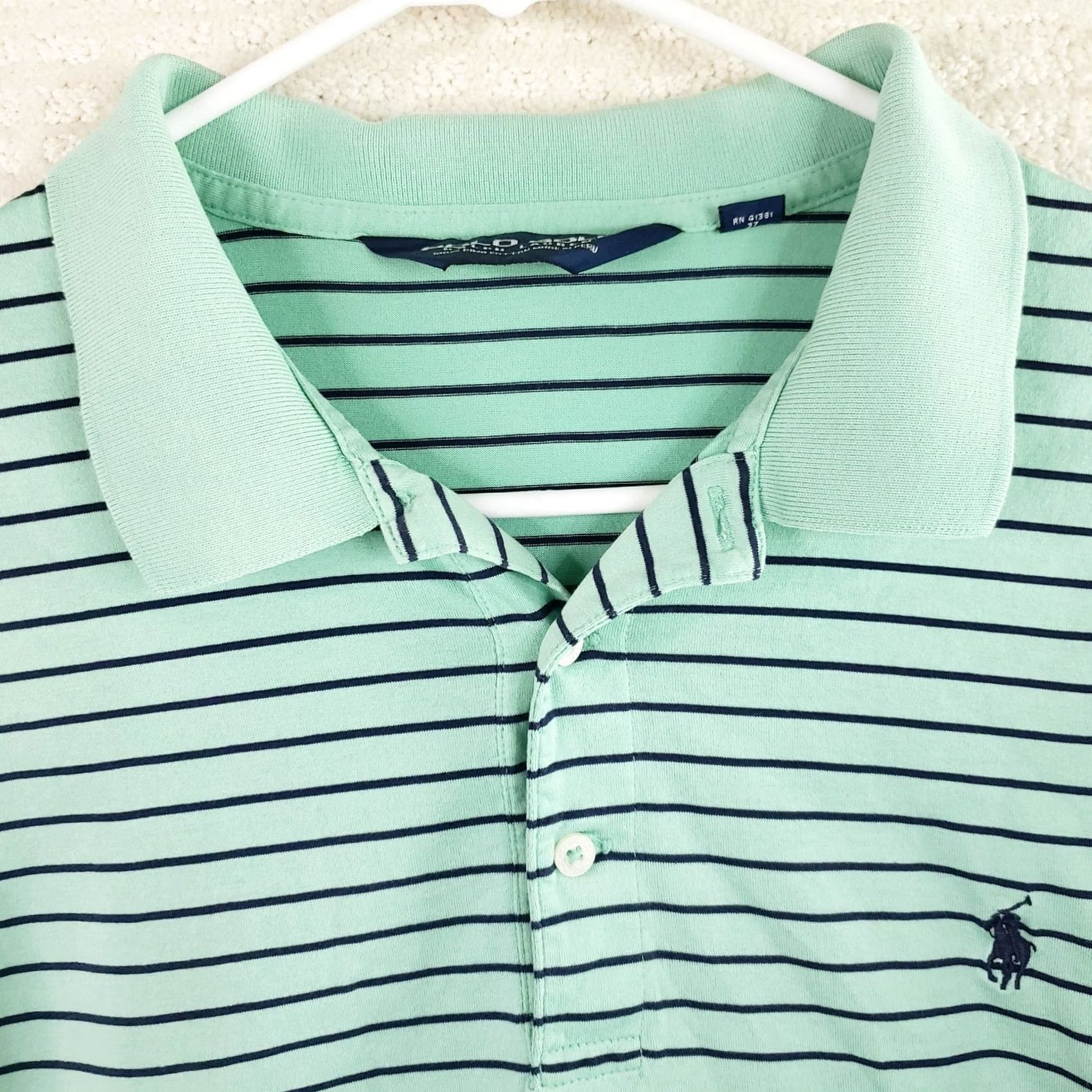 Polo Ralph Lauren Polo Ralph Lauren Green Striped XL Short Sleeve Cotton Golf Shirt St. Jude Men Size US XL / EU 56 / 4 - 4 Thumbnail