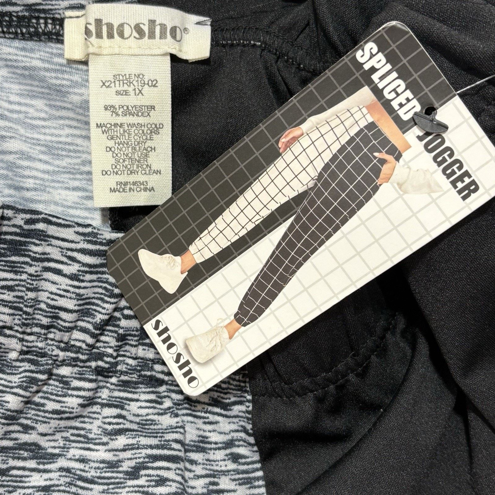 Other Shosho 1X Spliced Jogger Sweatpants Tapered Gray Black Pants Size 42" / US 20 - 4 Thumbnail