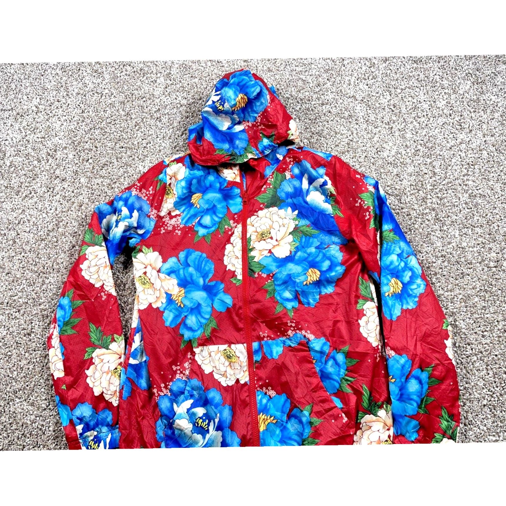 Red floral adidas jacket hotsell