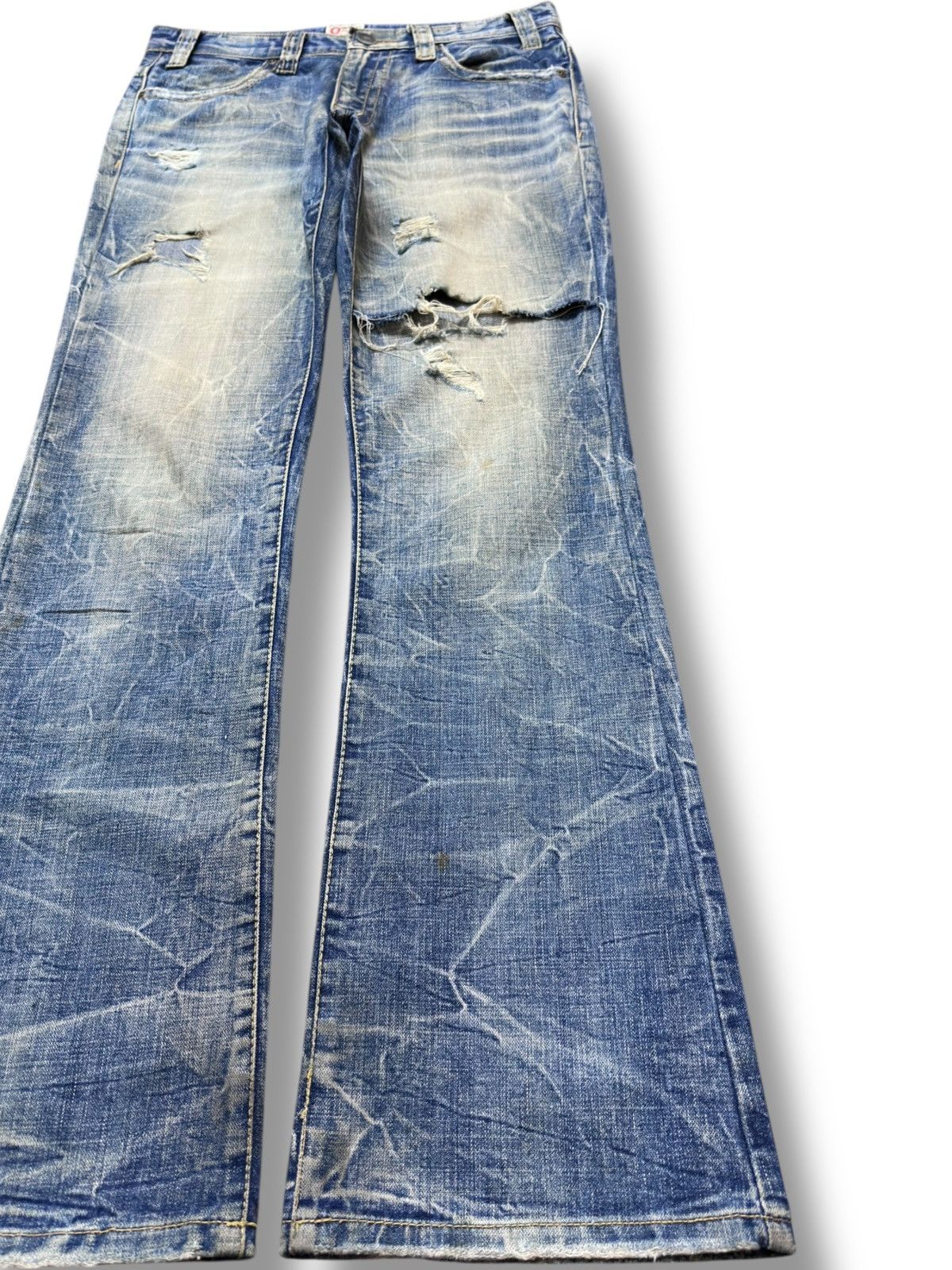 Ed Hardy Vintage Strawberry Leaves Flare Mudwash Grunge Denim Size US 32 / EU 48 - 4 Thumbnail