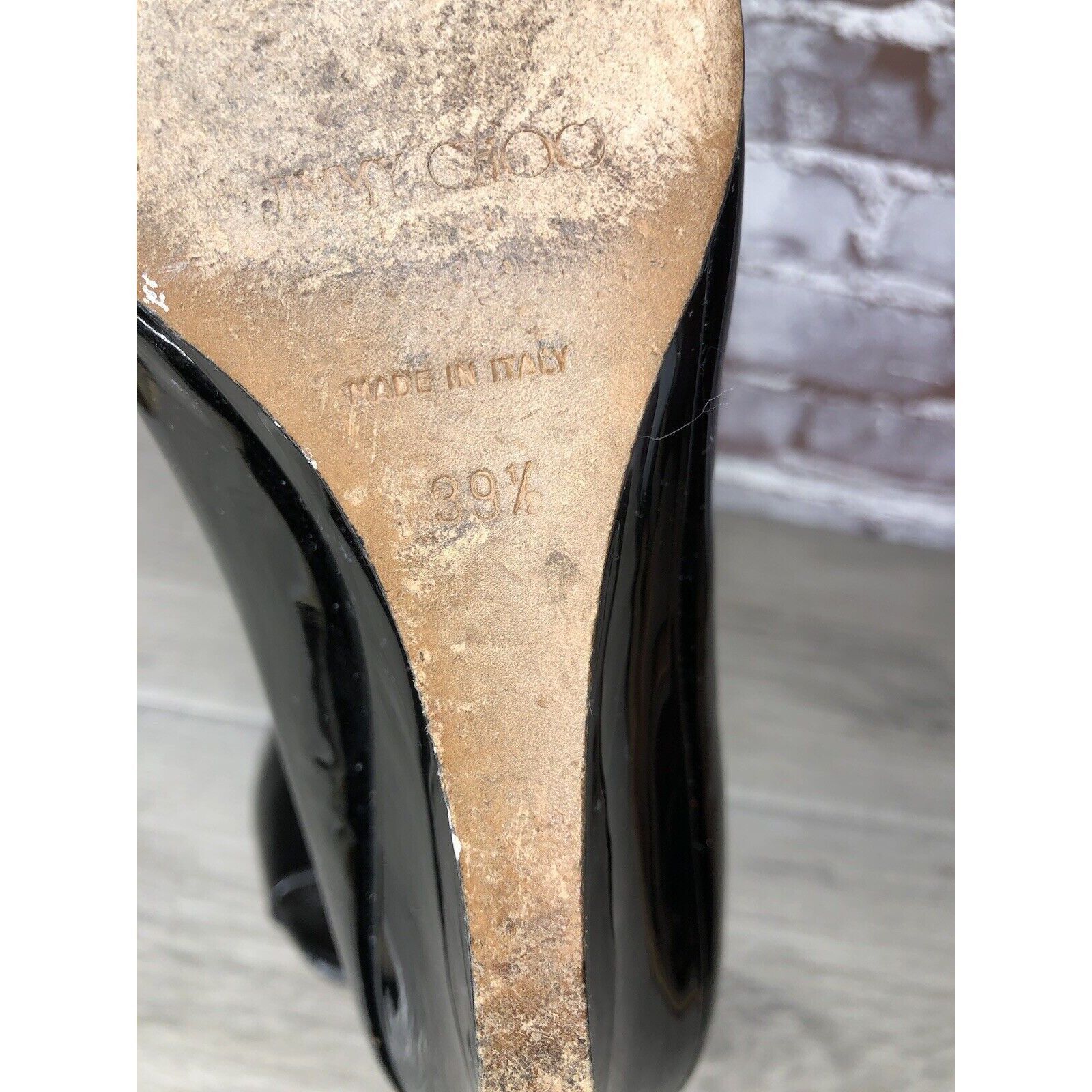 Jimmy Choo Jimmy Choo Black Patent Leather Peep Toe Wedges Shoes Women Size US 9 / IT 39 - 12 Thumbnail