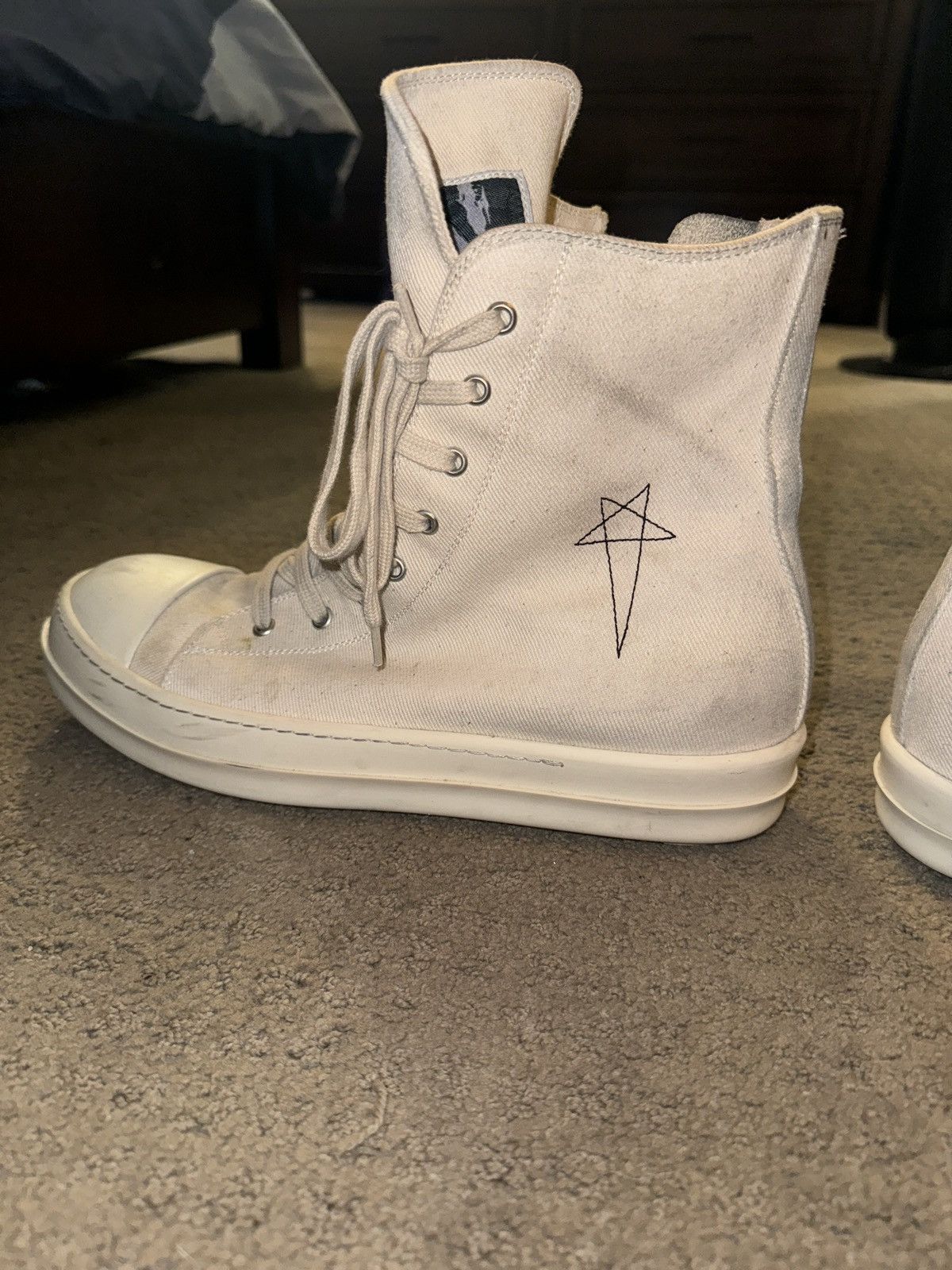 Rick Owens Drkshdw Rick Owen Drkshadw White High Tops Size US 13 / EU 46 - 3 Thumbnail