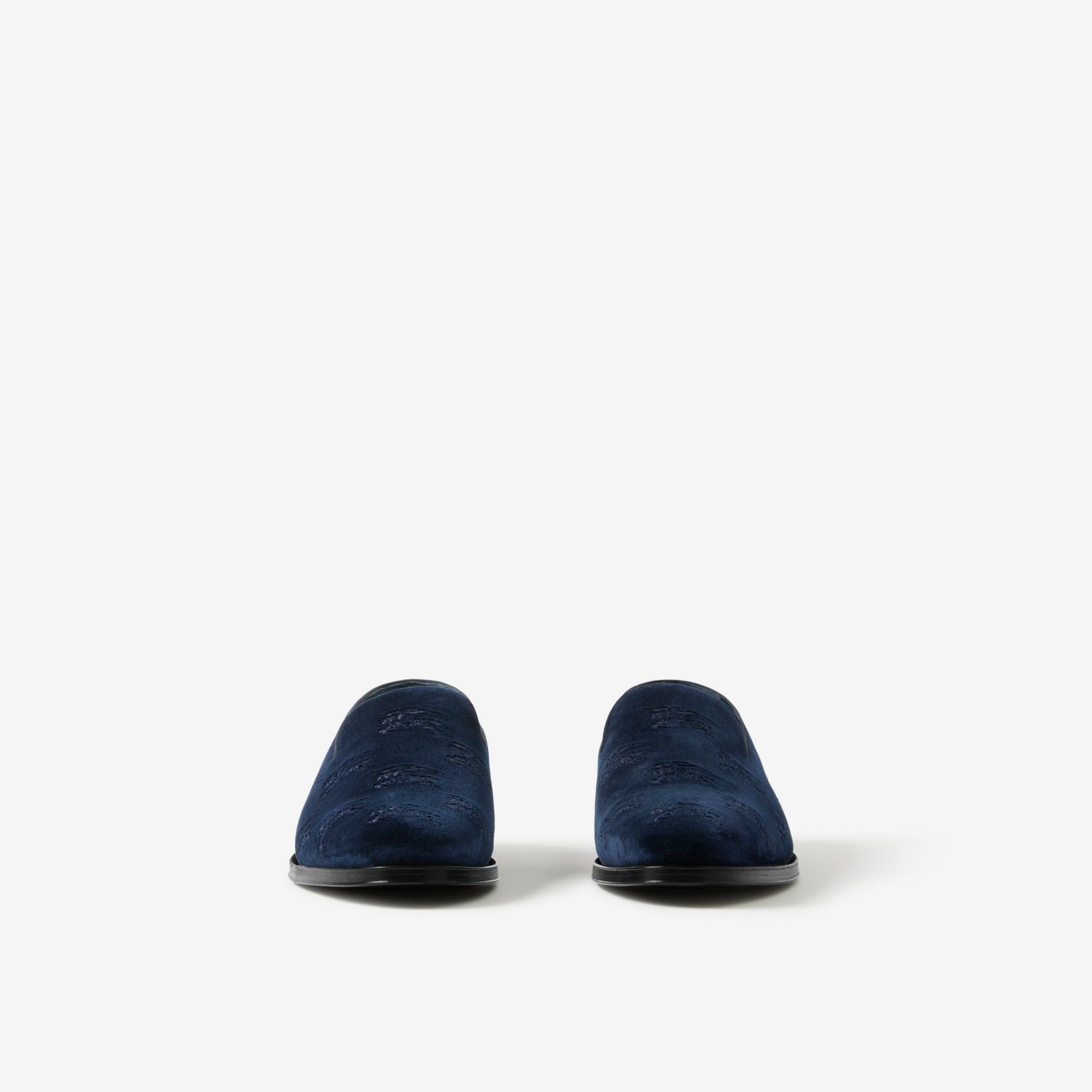 Burberry o1w1db10125 Embroidered EKD Velvet Loafers in Navy Blue Size US 12.5 / EU 45-46 - 2 Thumbnail