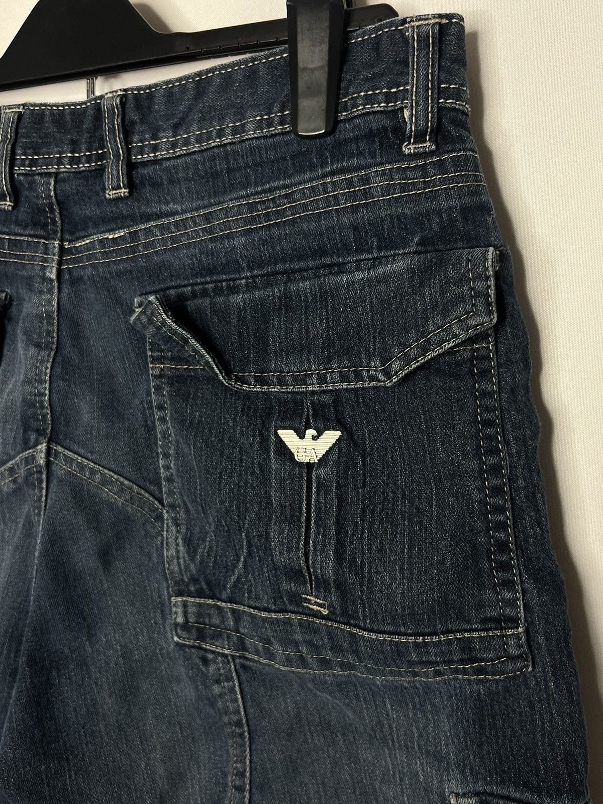 Vintage Armani Jeans Metal Logo Denim Shorts Multipocket