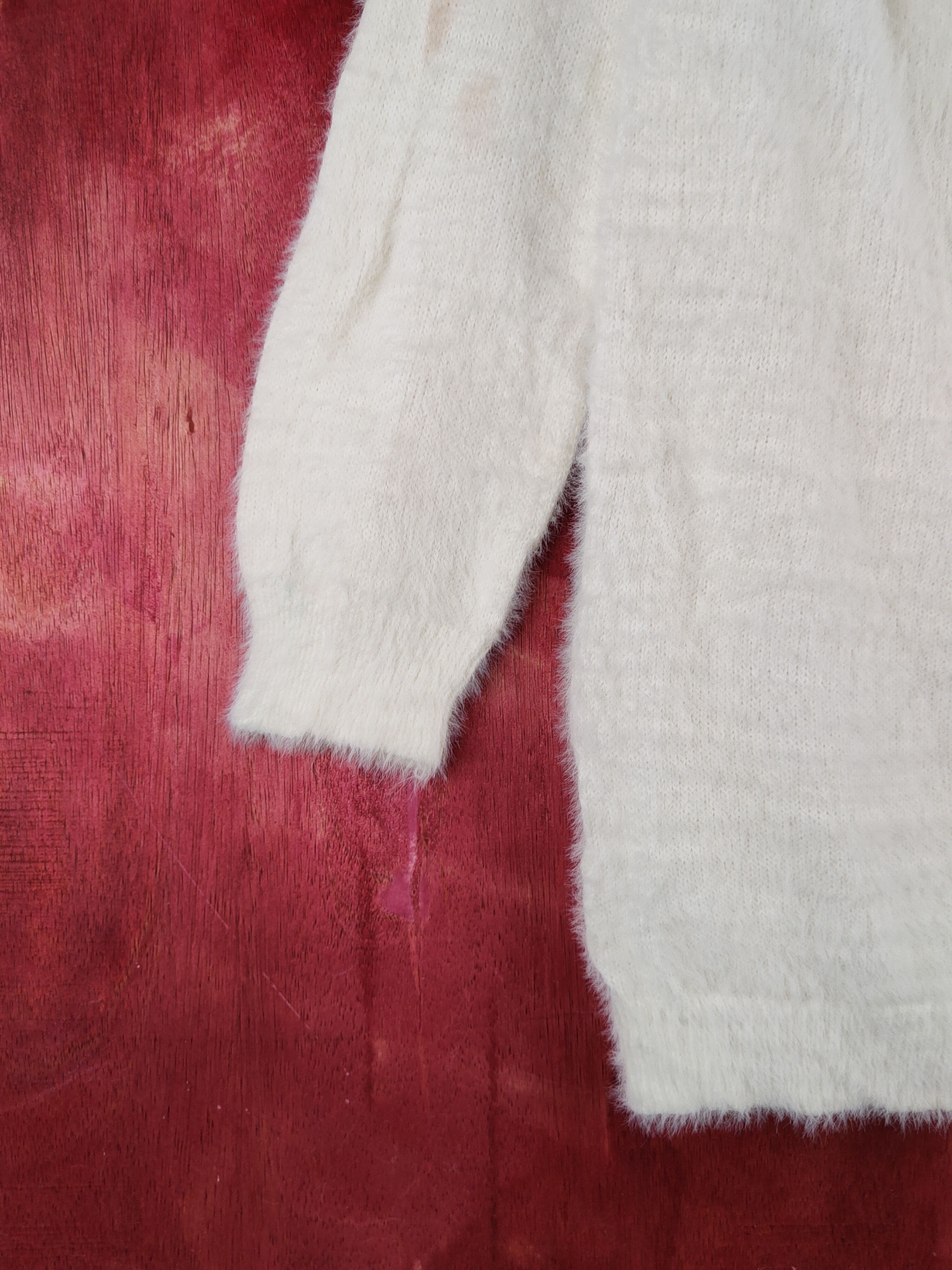 Homespun Knitwear Forever 21 Ivory Shag Shaggy Fur Mohair Knitwear #S2032 Size M / US 6-8 / IT 42-44 - 4 Thumbnail