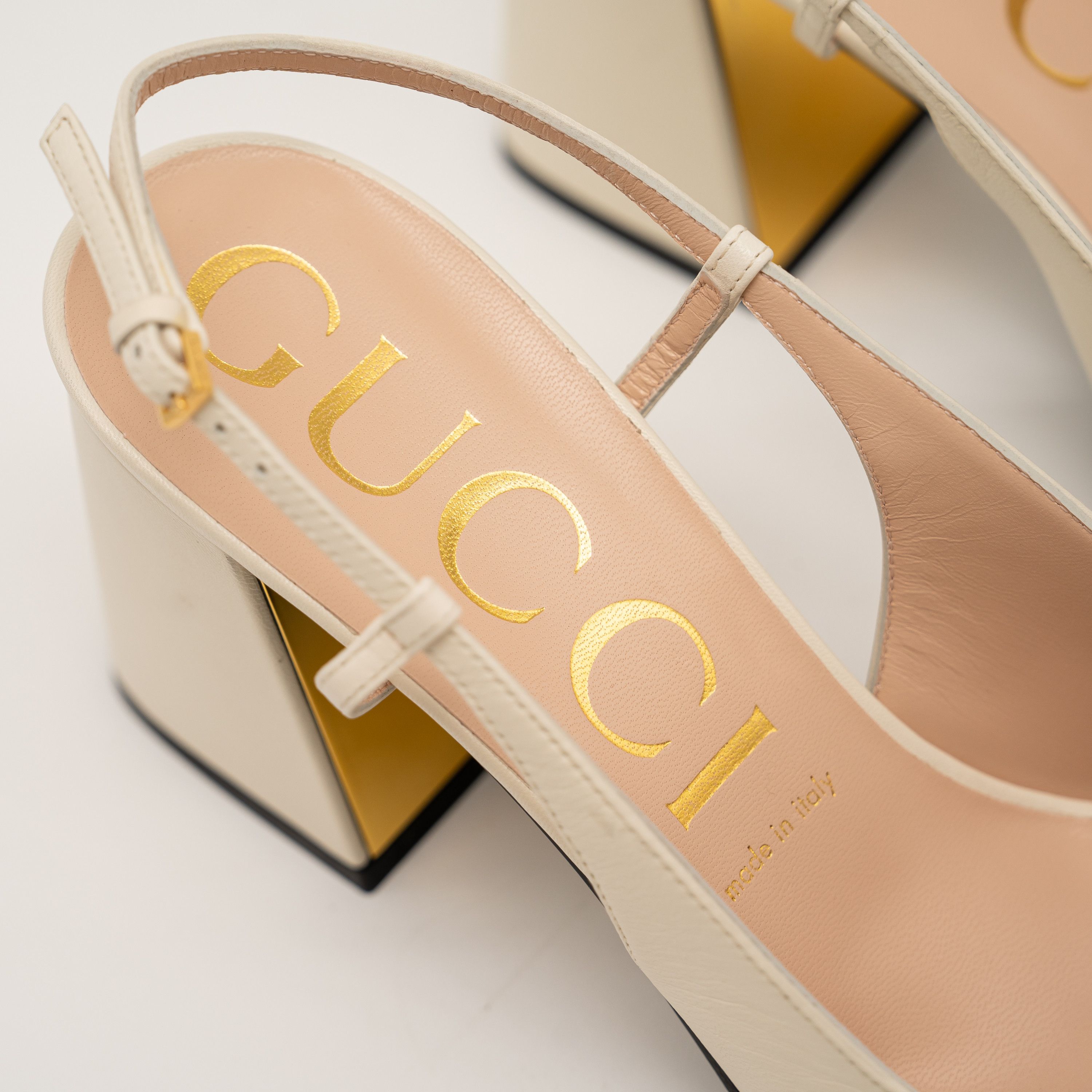 Gucci Gucci 1955 Horsebit Leather Slingback Sandals White Gold Size US 11.5 / IT 41.5 - 8 Thumbnail