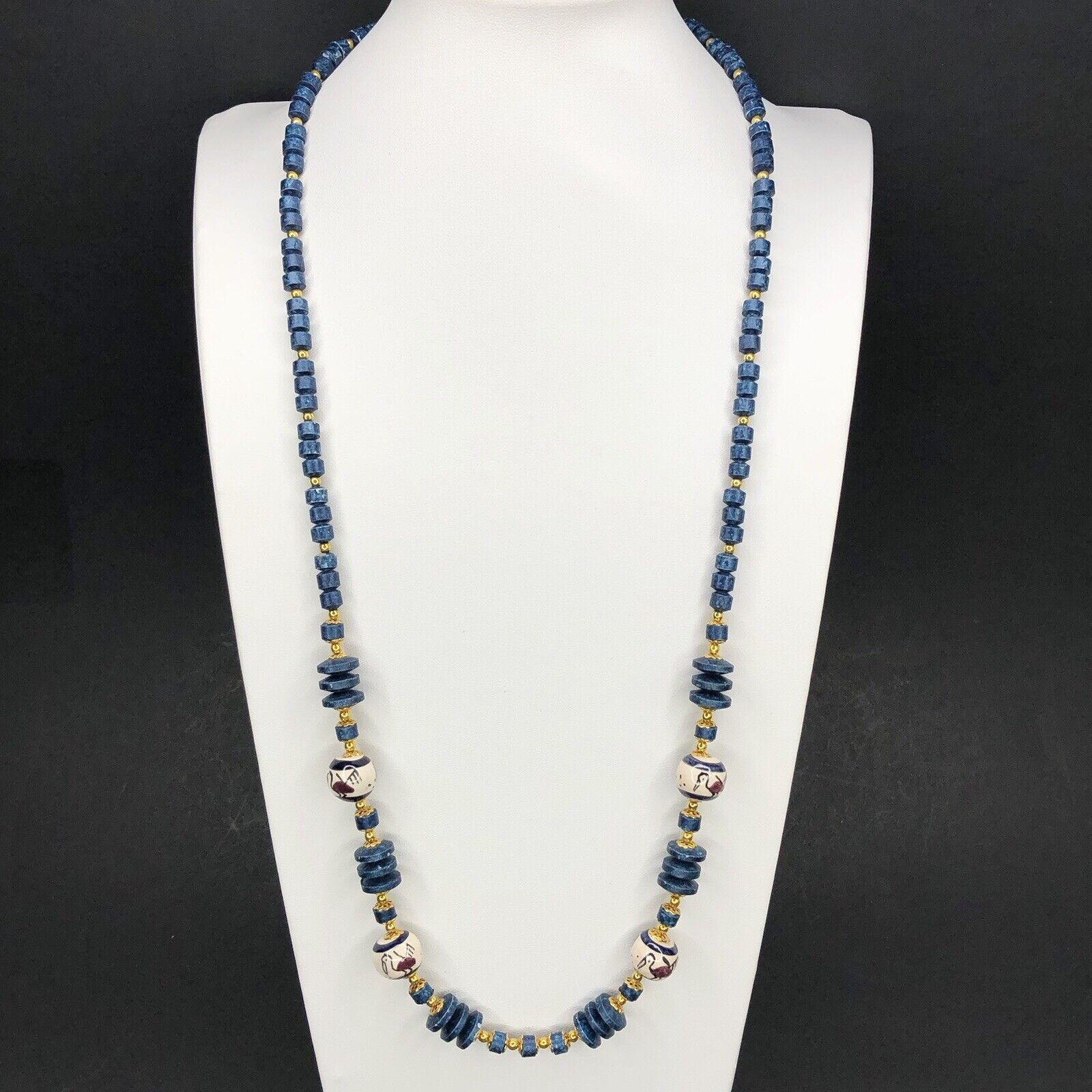 Other Native America Zuni Bird Blue Beaded Necklace 29" Long Size ONE SIZE - 2 Thumbnail