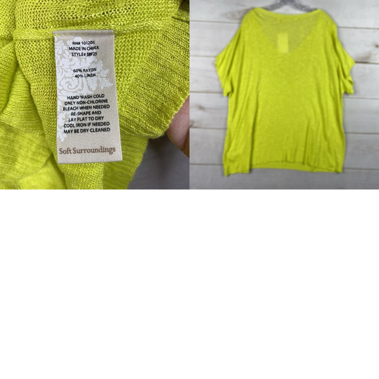 Soft Surroundings Soft Surroundings Blouse Shirt Womens 2X Yellow Linen Blend Dolman Sleeve V-Neck Pullover NWT Solid Basic Casual Party/Cocktail Travel Womens Size XXL / US 16-18 / IT 52-54 - 8 Thumbnail