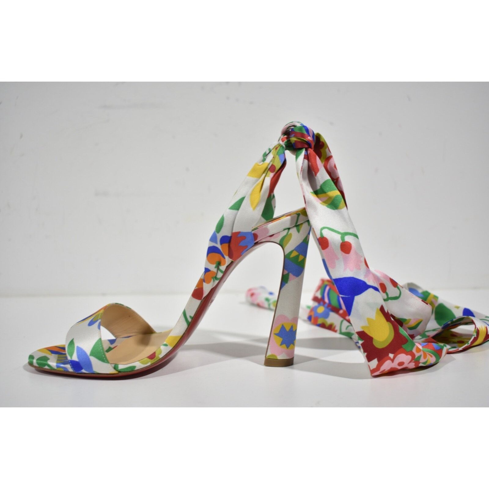 Christian Louboutin Crosse Du Desert 100 Bloomy Lace Up Tie Sandal Heel Pump 38 Size US 8 / IT 38 - 8 Thumbnail