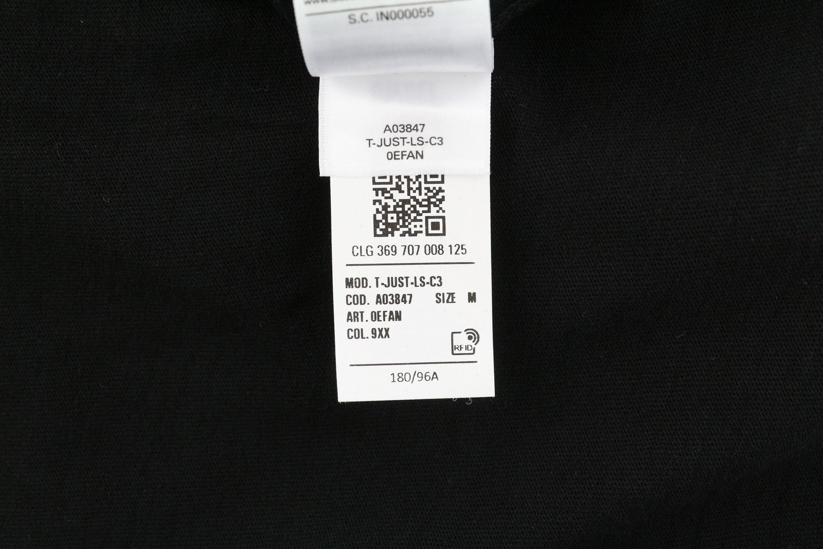 Diesel T-JUST-LS-C3 M Black Cotton Tricot Logo T-Shirt 40984 Size US M / EU 48-50 / 2 - 9 Thumbnail