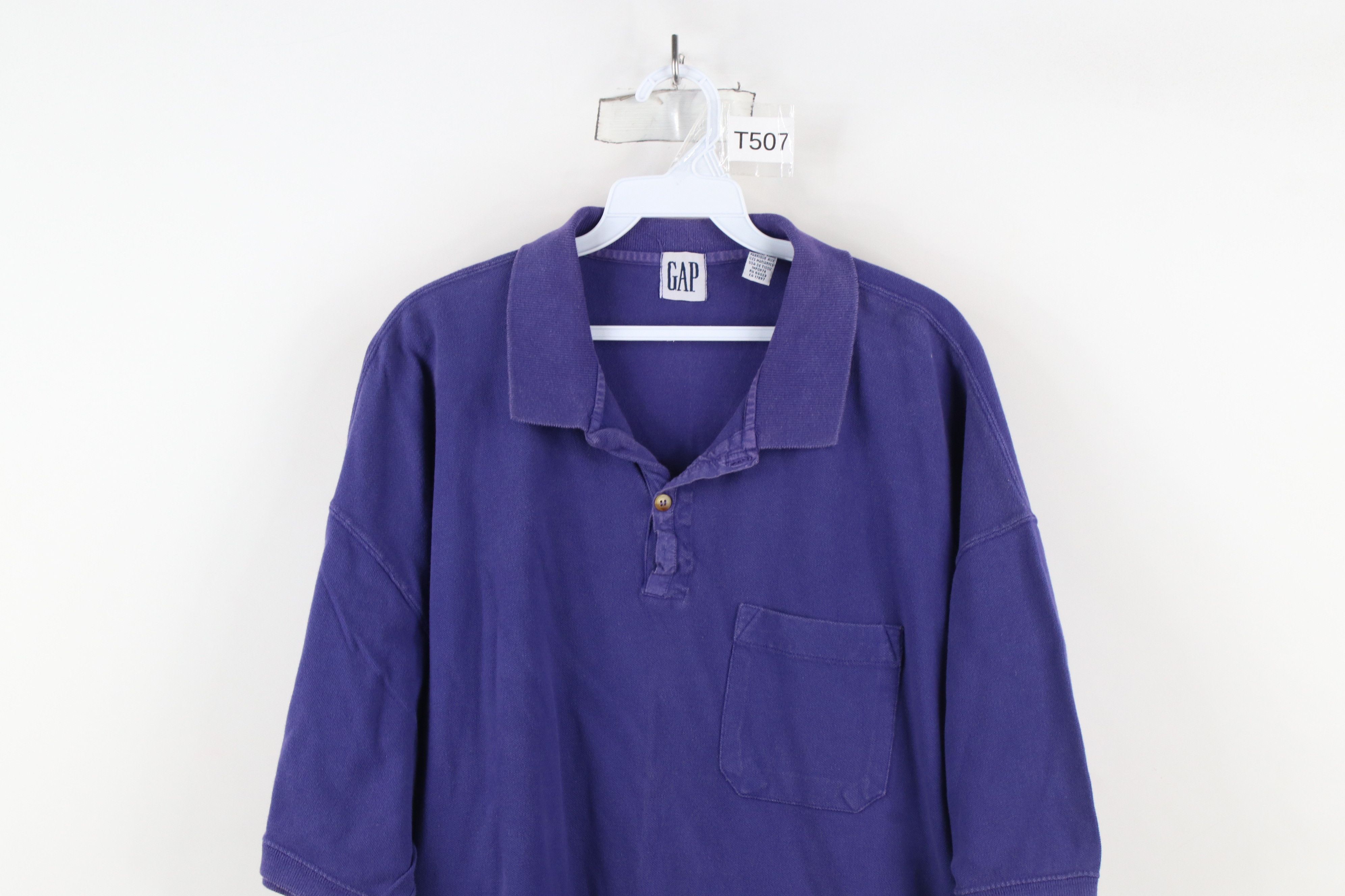 Gap × Vintage Vintage 90s Gap Baggy Fit Collared Polo Shirt Purple Cotton Size US XL / EU 56 / 4 - 2 Thumbnail