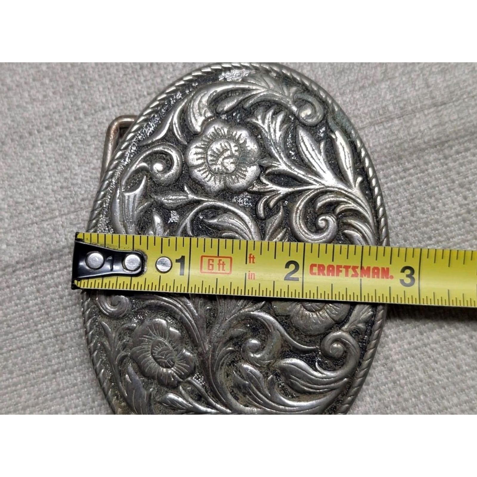 Vintage VINTAGE belt buckle WESTERN ENGRAVED metal FLORAL cowboy rodeo Mens Size ONE SIZE - 5 Thumbnail