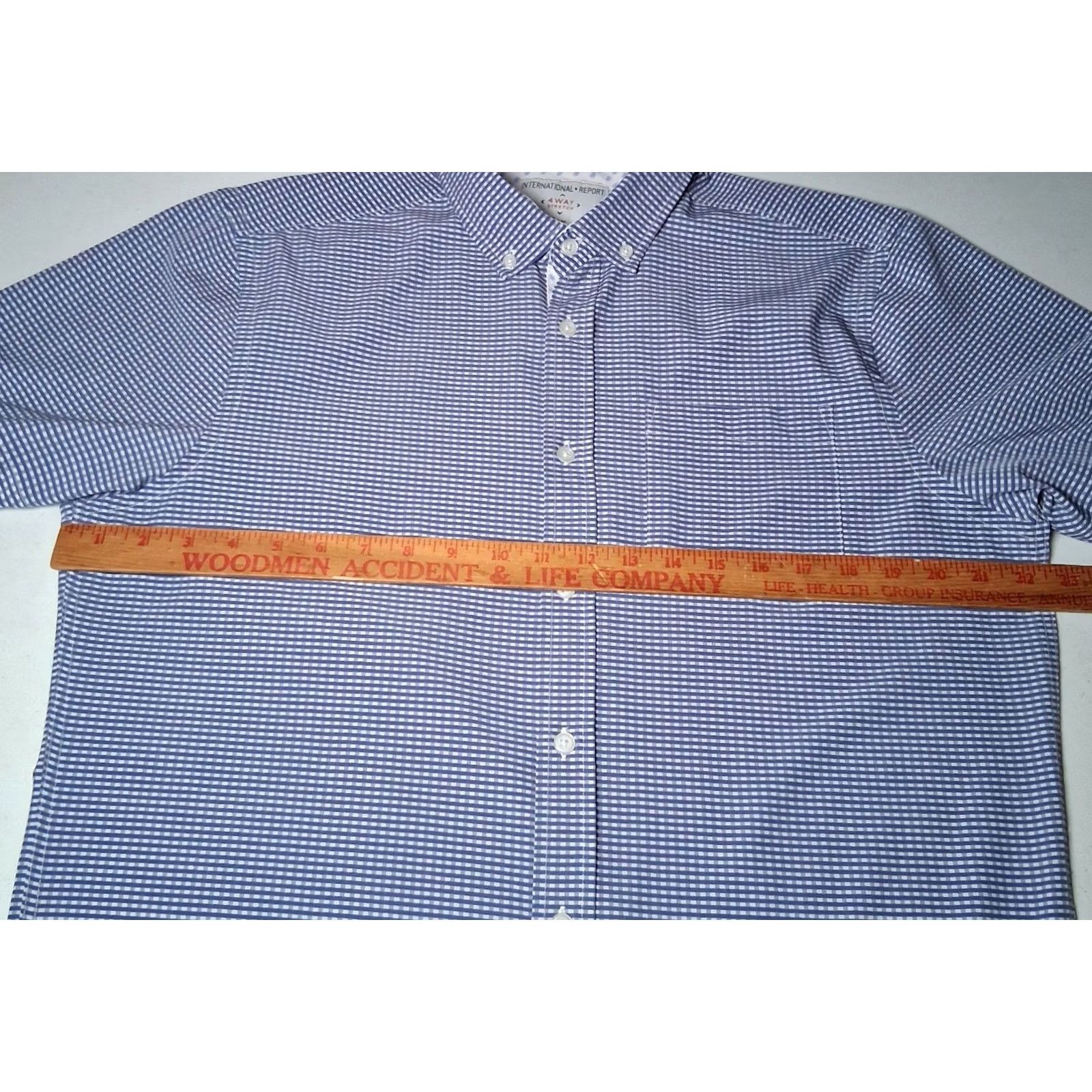 Vintage International Report Shirt L Blue Gingham Check Performance Mens Size US L / EU 52-54 / 3 - 4 Thumbnail