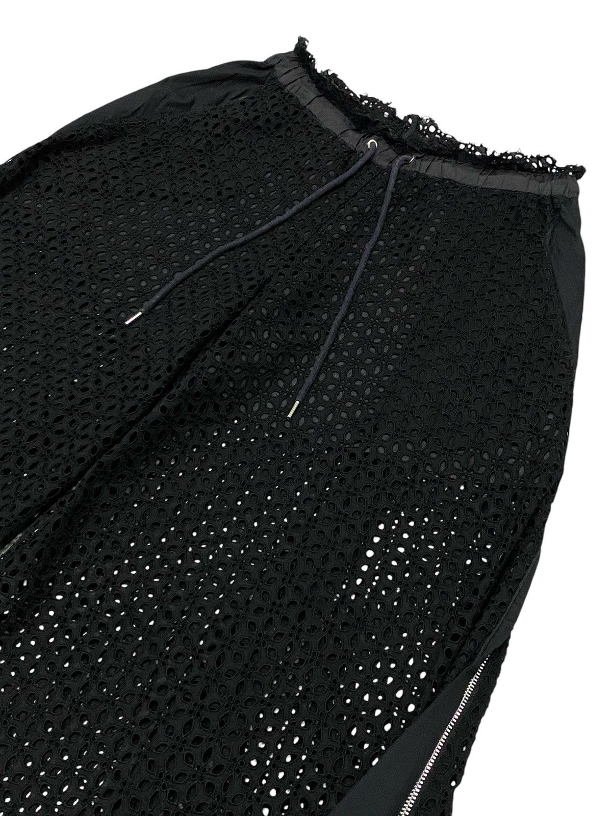Sacai Sacai Mesh Black Wide-Leg Pants Size 30" / US 8 / IT 44 - 7 Thumbnail