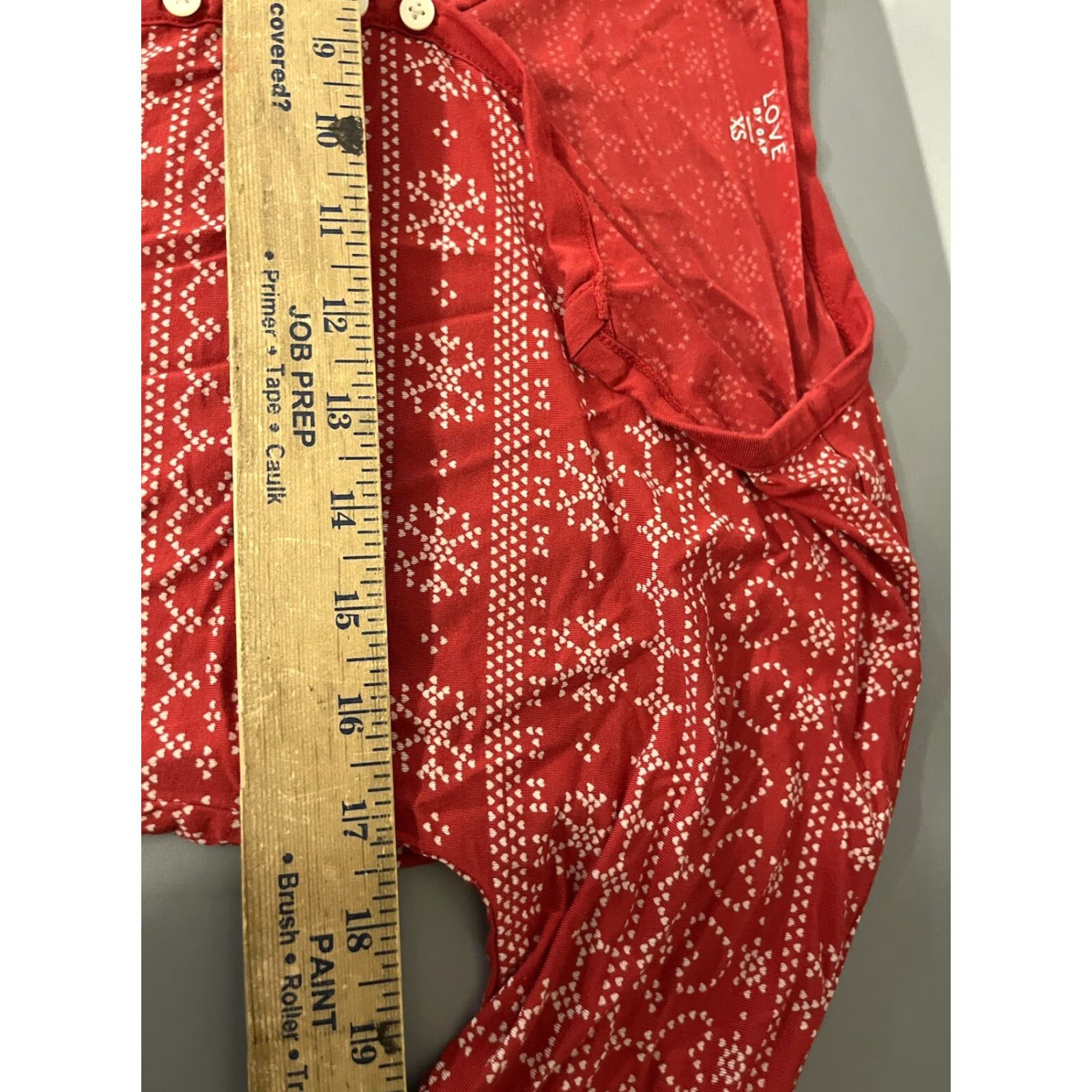 Gap VINTAGE Love By Gap Shirt Womens XS Red V-Neck Ribbed Christmas Pattern Night Size XS / US 0-2 / IT 36-38 - 5 Thumbnail