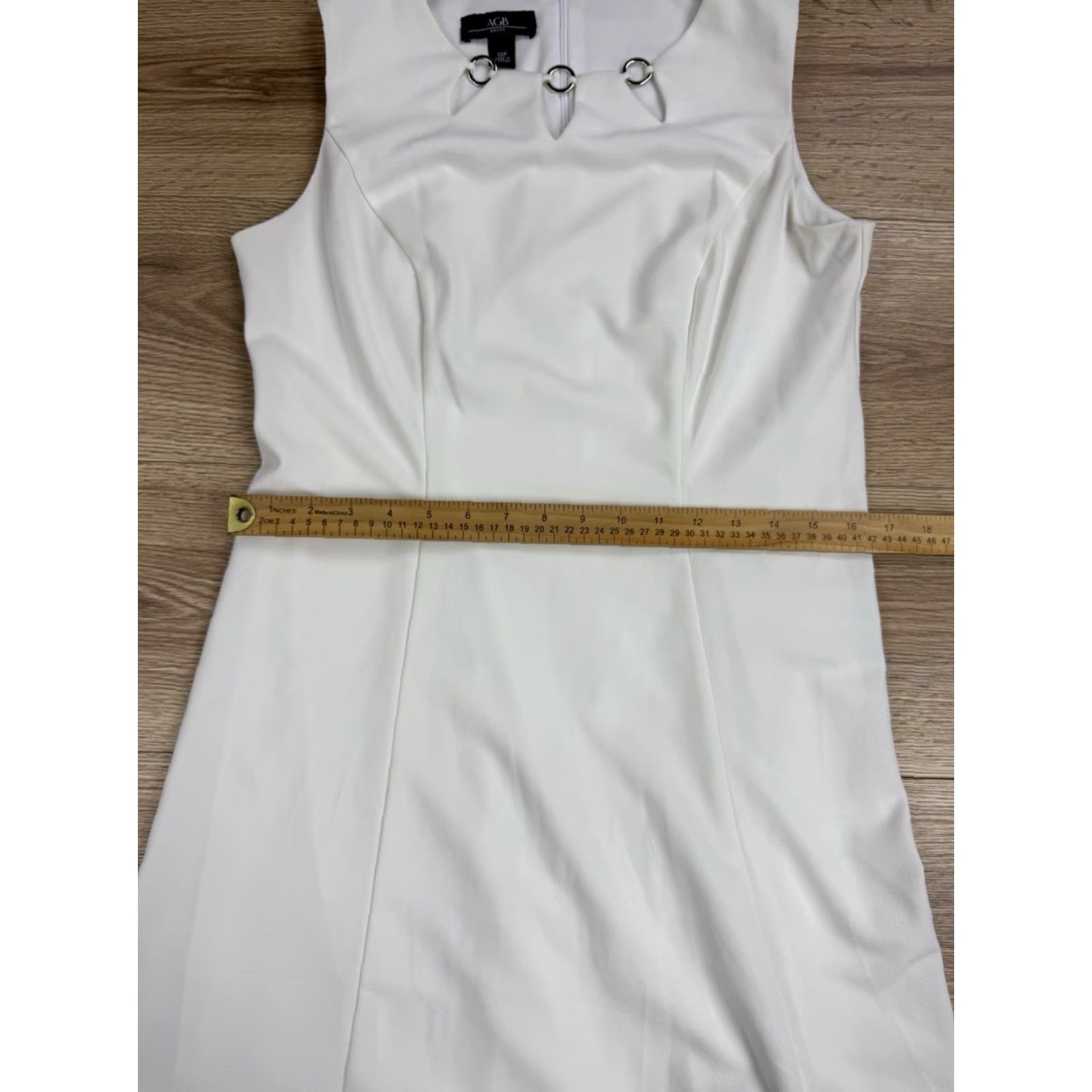 Vintage AGB Dress Sleeveless Fit & Flare White 12P Women Petite Knee Length Dress Mens? No—Women Size XL / US 12-14 / IT 48-50 - 6 Thumbnail