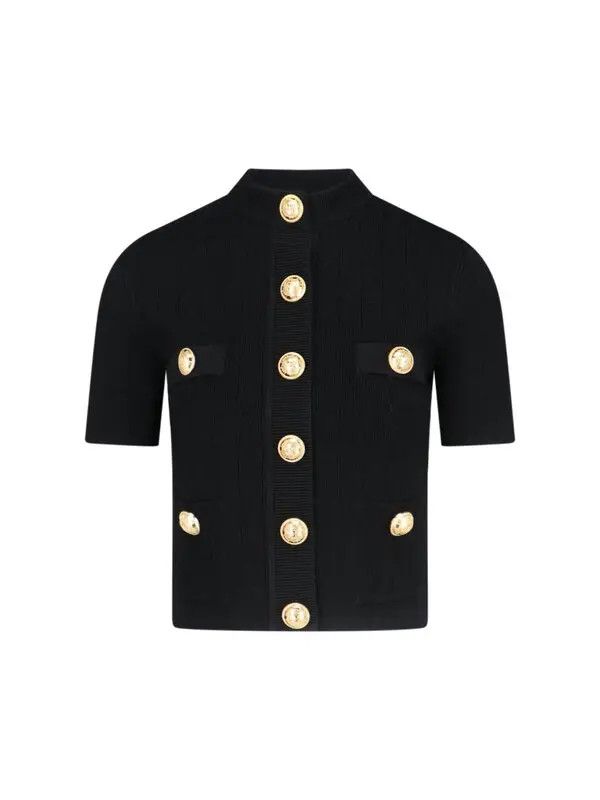 o1s1wg111225 Decorative Button Cardigan in Black