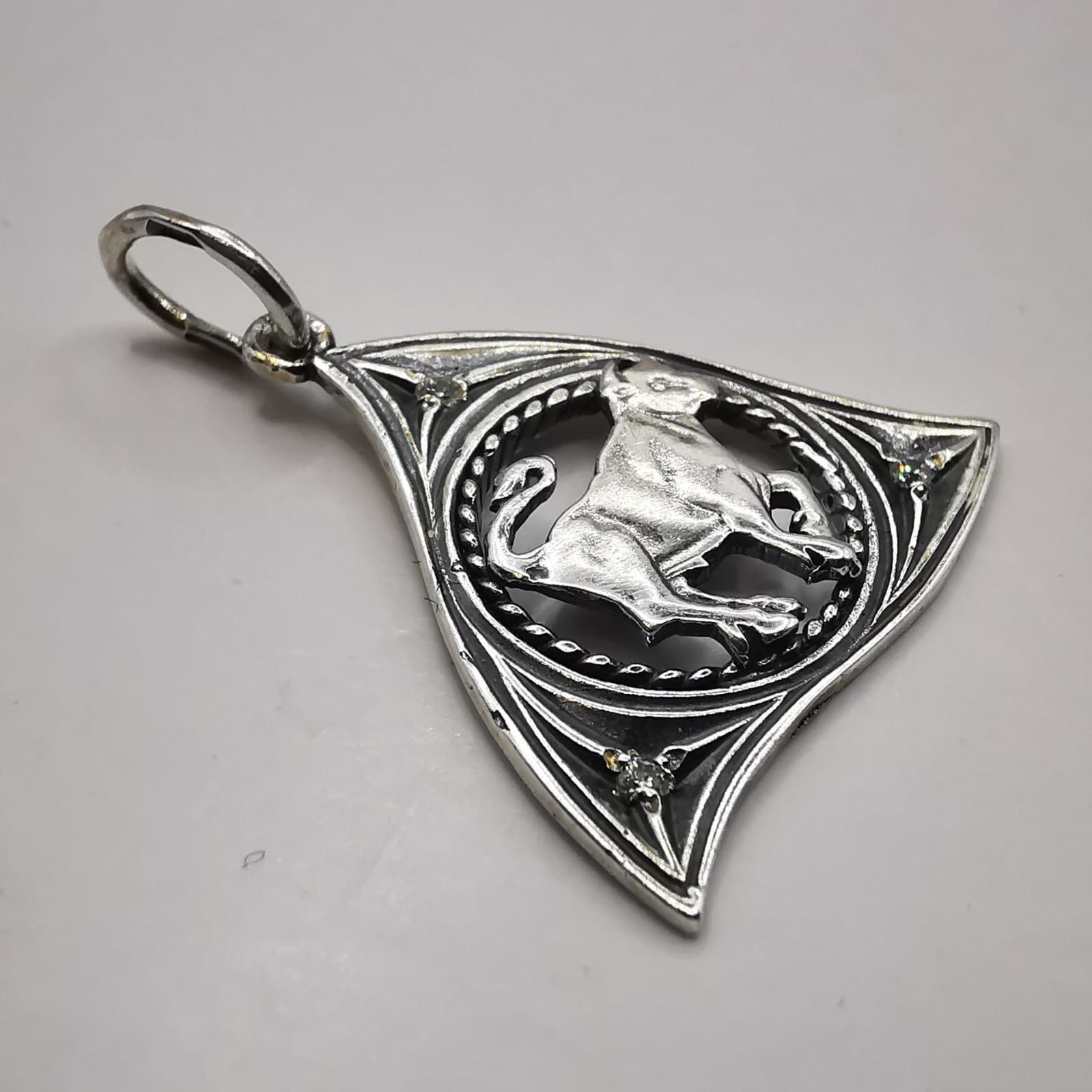 Sterling Silver Vintage Elegant Pendant "Taurus" made of 925 silver 1.86g Size ONE SIZE - 4 Thumbnail