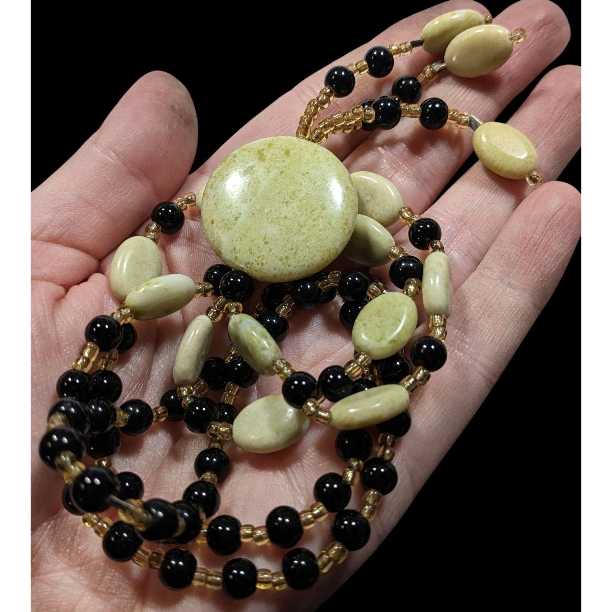 Handmade Vintage Handmade Stone And Glass Beaded Necklace Size ONE SIZE - 3 Thumbnail