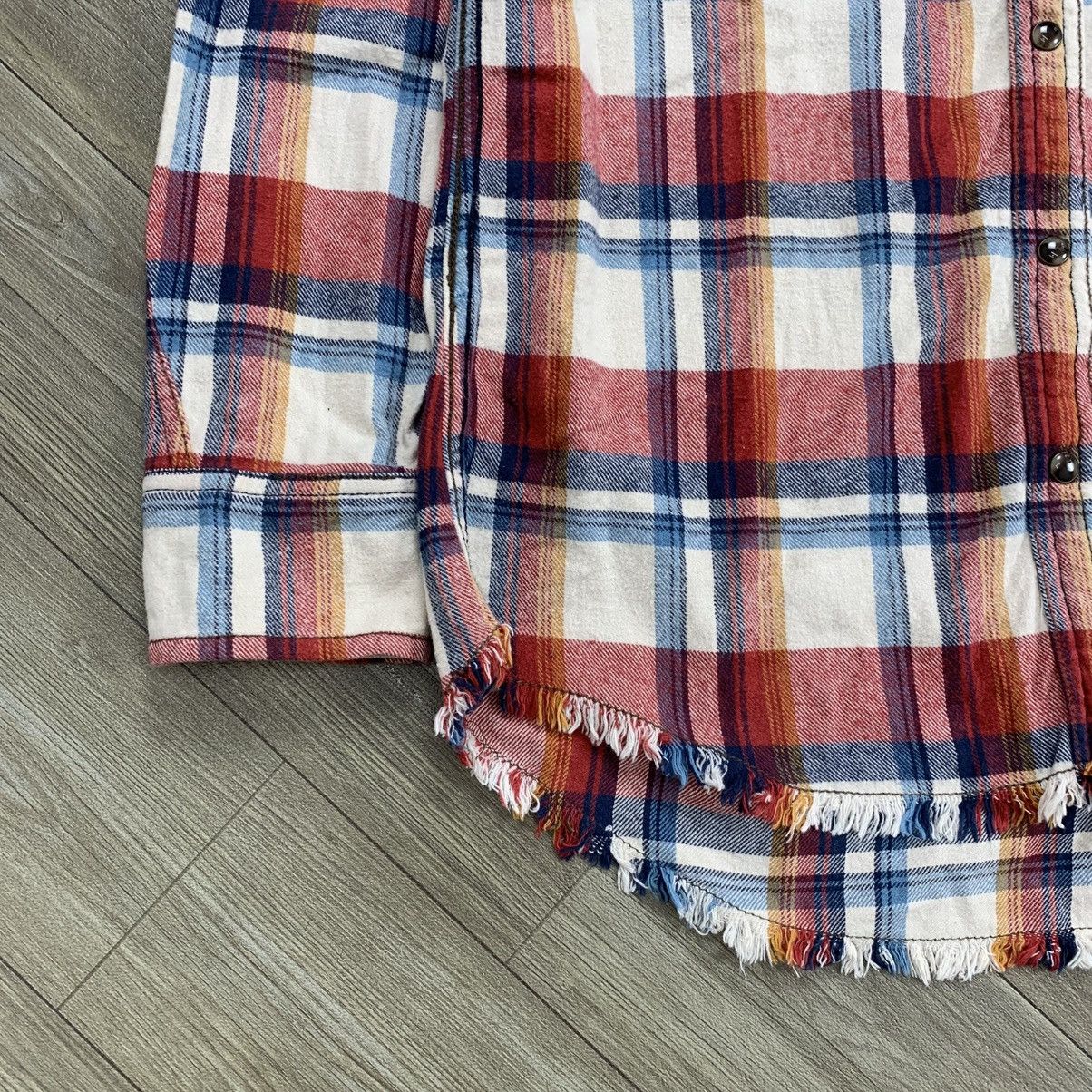 If Six Was Nine × Japanese Brand × Le Grande Bleu (L.G.B.) GOA Punk Unfinished Plaid Western Flanel Shirt Size US S / EU 44-46 / 1 - 2 Thumbnail