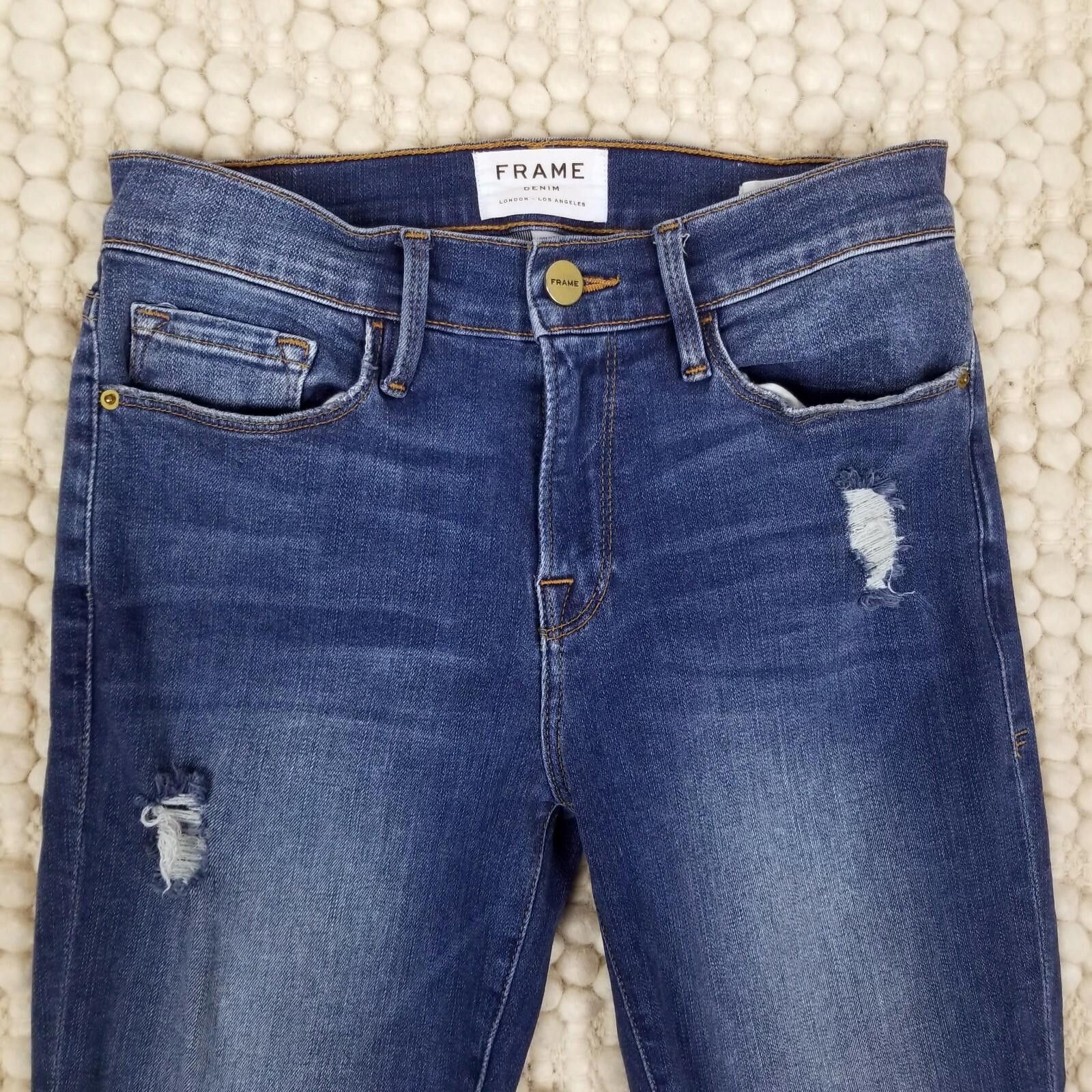 Frame Frame Le Skinny De Jeanne Triangle Hem Jeans Seabright Sz 26 Size 26" / US 2 / IT 38 - 3 Thumbnail