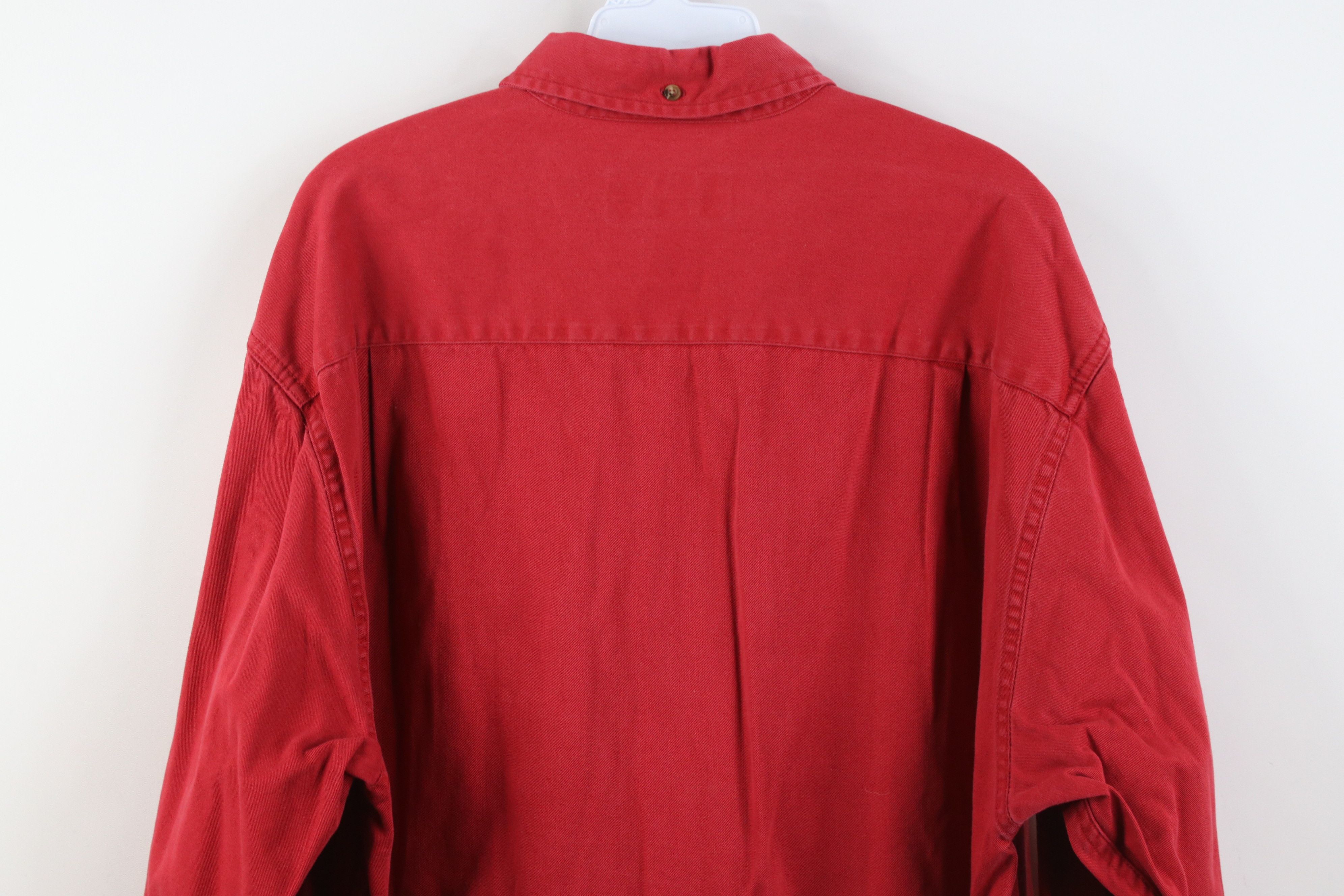 Eddie Bauer Vintage 90s Eddie Bauer Twill Denim Button Down Shirt Red Size US M / EU 48-50 / 2 - 13 Thumbnail