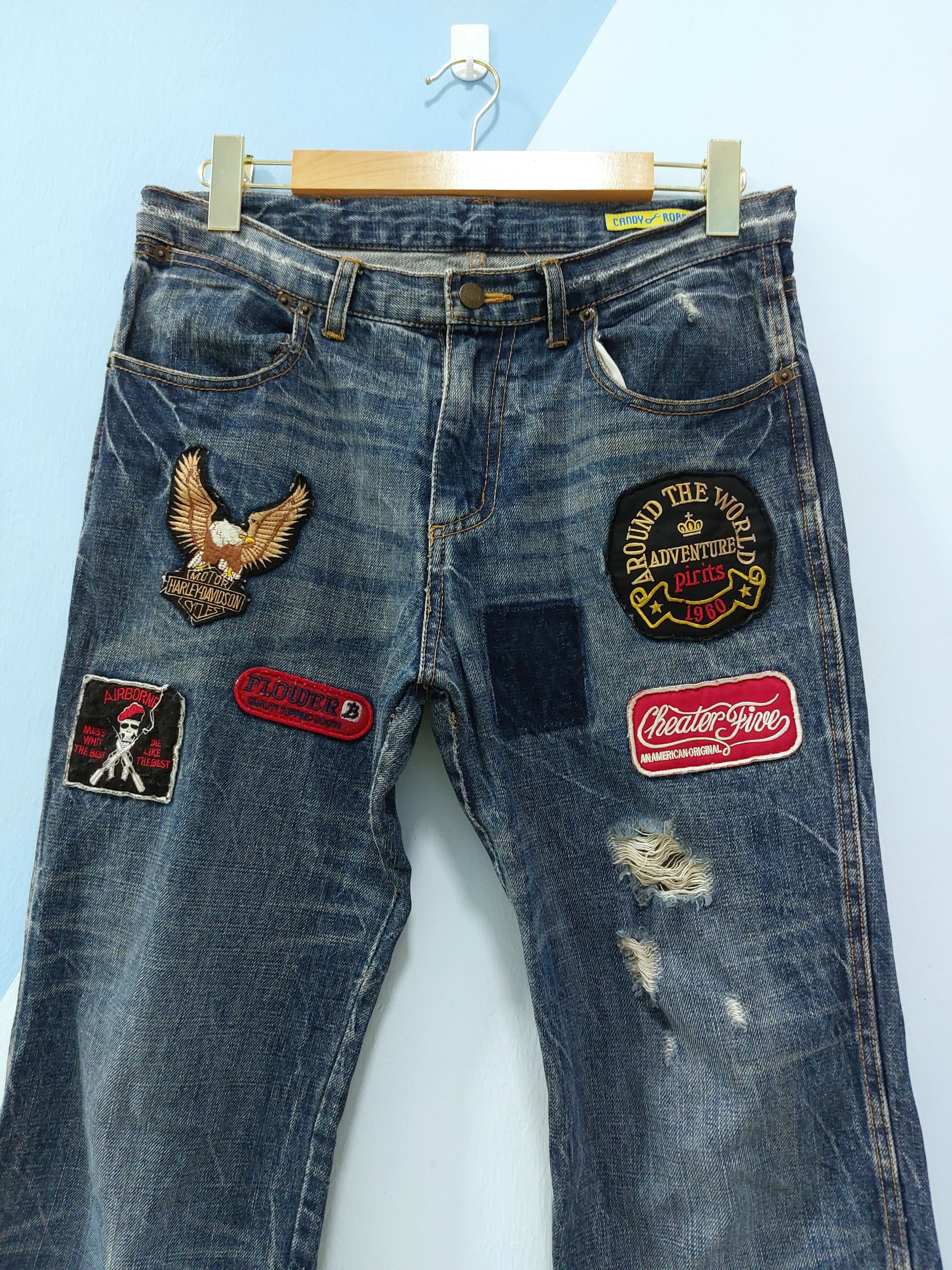 Designer Candy Robot Patch Bikers Logo Denim Size US 31 - 1 Thumbnail